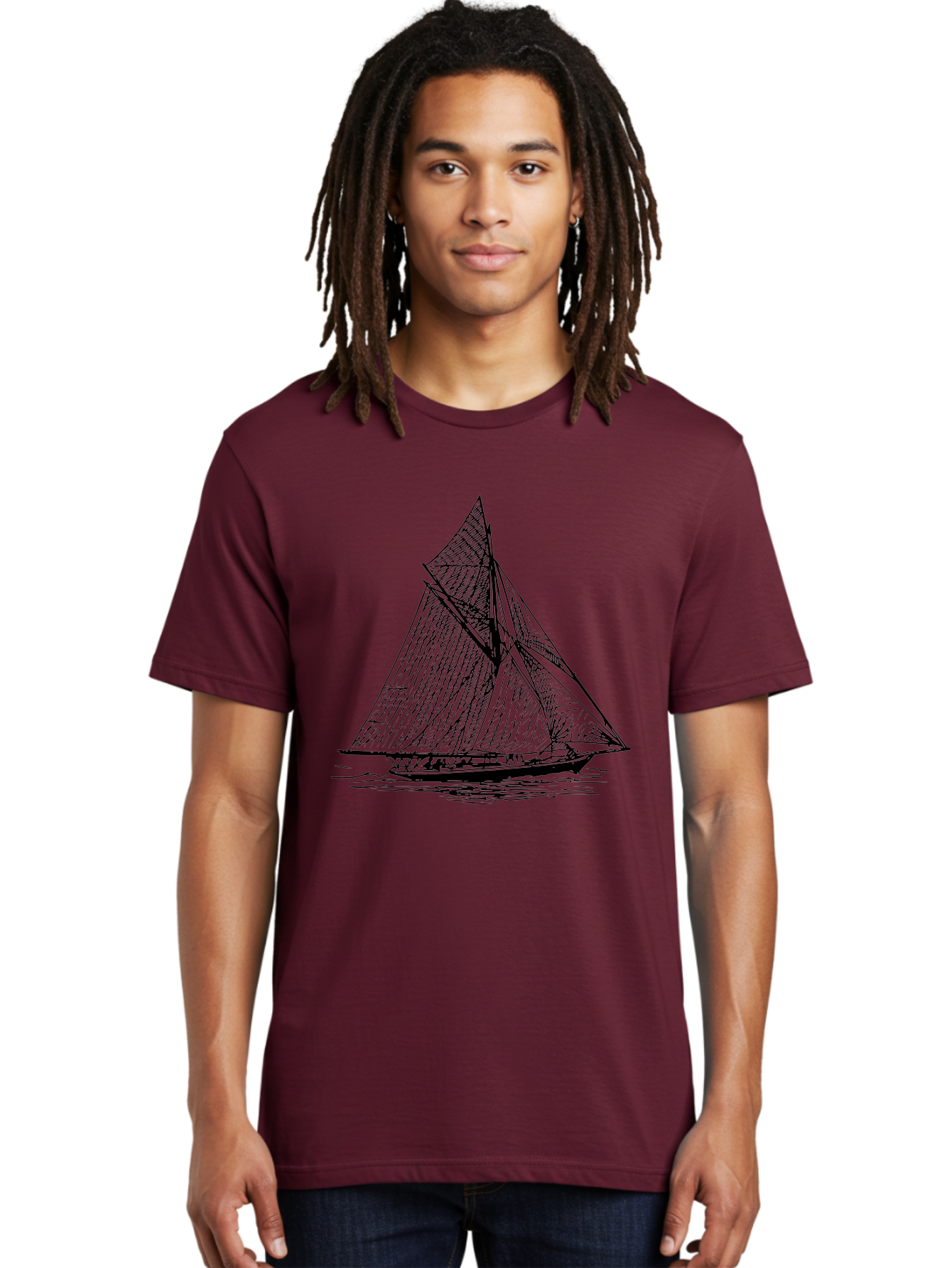 Sailboat-1 Men'S Graphic Tee, 100% Cotton, Comfortable Casual Summer Wear, Machine Washable, Sailboat On The Water, Sailing Vessels, Nautical Art, Ocean Scenery, Sailboat Design, Sketch Art, Sailing Boats, Maritime Graphics, Boat Illustrations Aad804 30