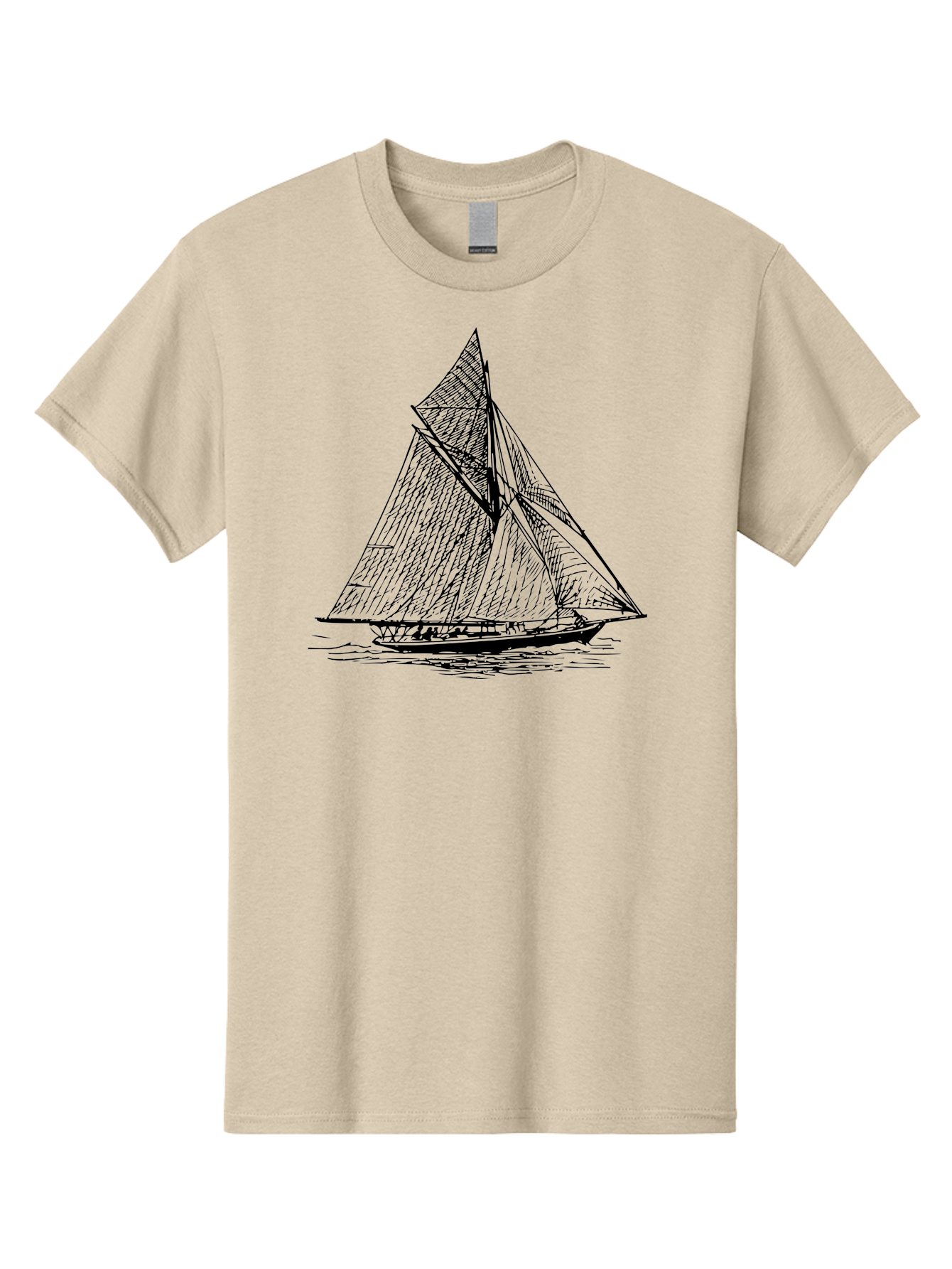 Sailboat-1 Men'S Graphic Tee, 100% Cotton, Comfortable Casual Summer Wear, Machine Washable, Sailboat On The Water, Sailing Vessels, Nautical Art, Ocean Scenery, Sailboat Design, Sketch Art, Sailing Boats, Maritime Graphics, Boat Illustrations Aad804 3
