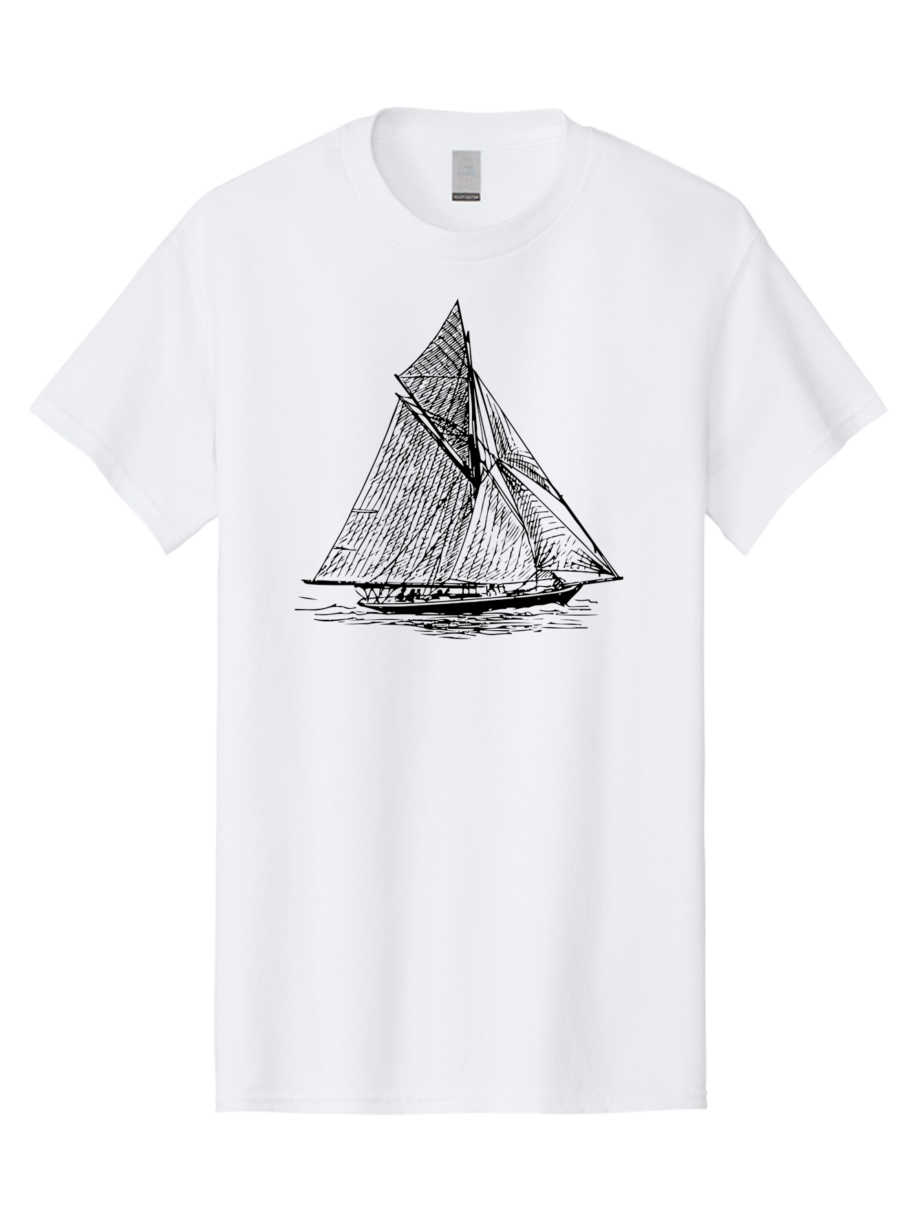 Sailboat-1 Men'S Graphic Tee, 100% Cotton, Comfortable Casual Summer Wear, Machine Washable, Sailboat On The Water, Sailing Vessels, Nautical Art, Ocean Scenery, Sailboat Design, Sketch Art, Sailing Boats, Maritime Graphics, Boat Illustrations Aad804 19