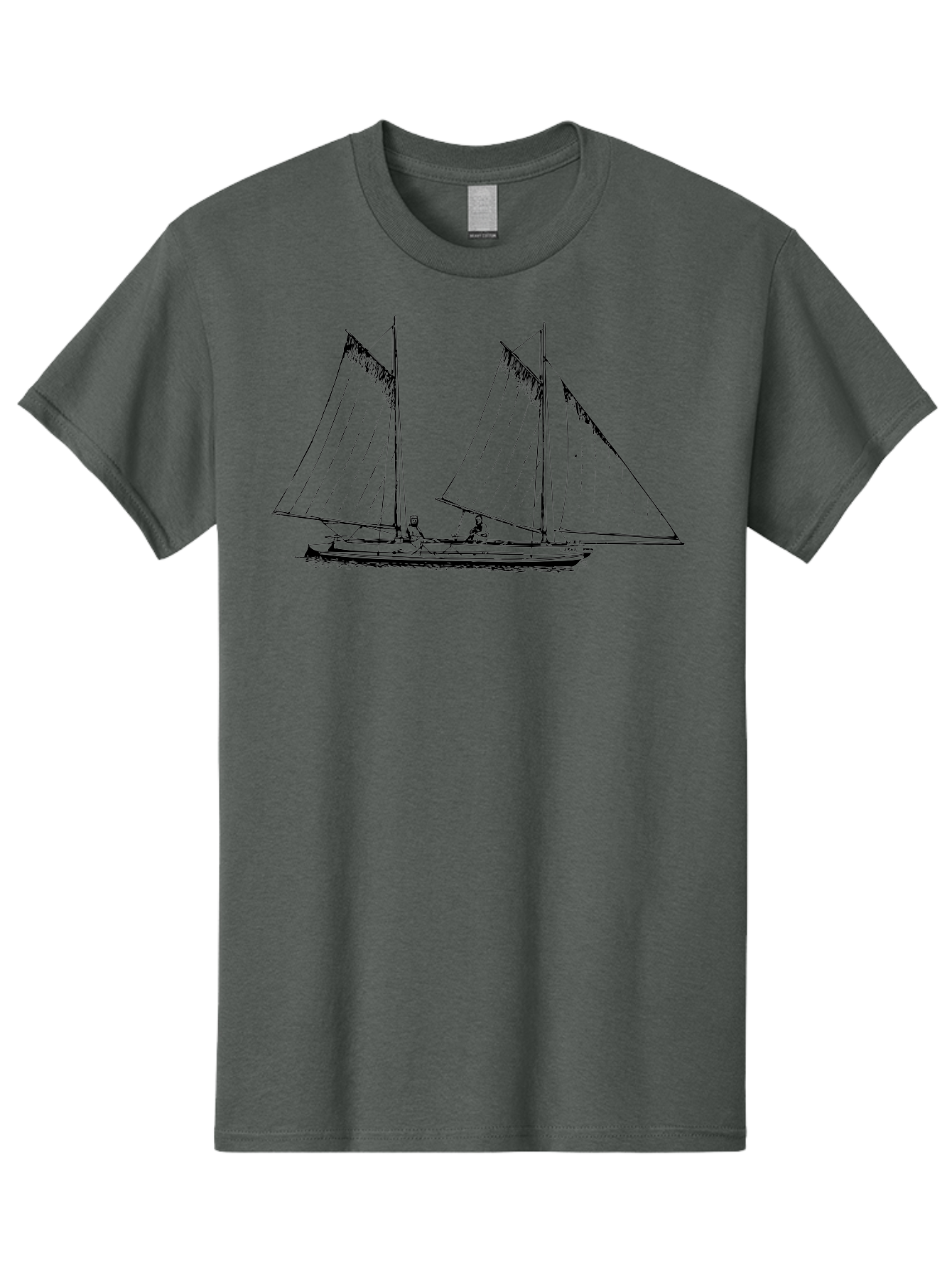 Sailboat-2 Men'S Graphic Tee, 100% Cotton, Comfortable Casual Summer Wear, Machine Washable, Sailboat, Sailing, Ocean, Watercraft, Nautical Theme, Sailing Vessels, Serene Atmosphere, Maritime, Adventure, Sketch Art, Black Lines, Simple Design, Aad805 3