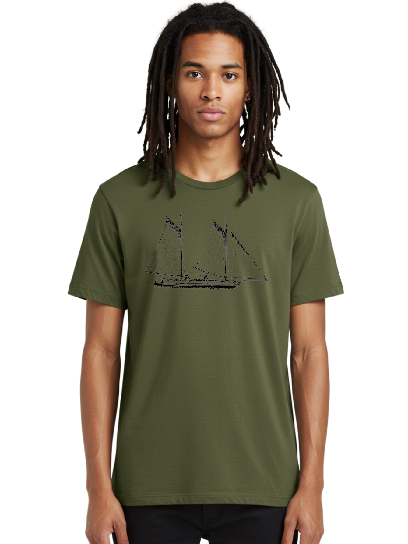 Sailboat-2 Men'S Graphic Tee, 100% Cotton, Comfortable Casual Summer Wear, Machine Washable, Sailboat, Sailing, Ocean, Watercraft, Nautical Theme, Sailing Vessels, Serene Atmosphere, Maritime, Adventure, Sketch Art, Black Lines, Simple Design, Aad805 2
