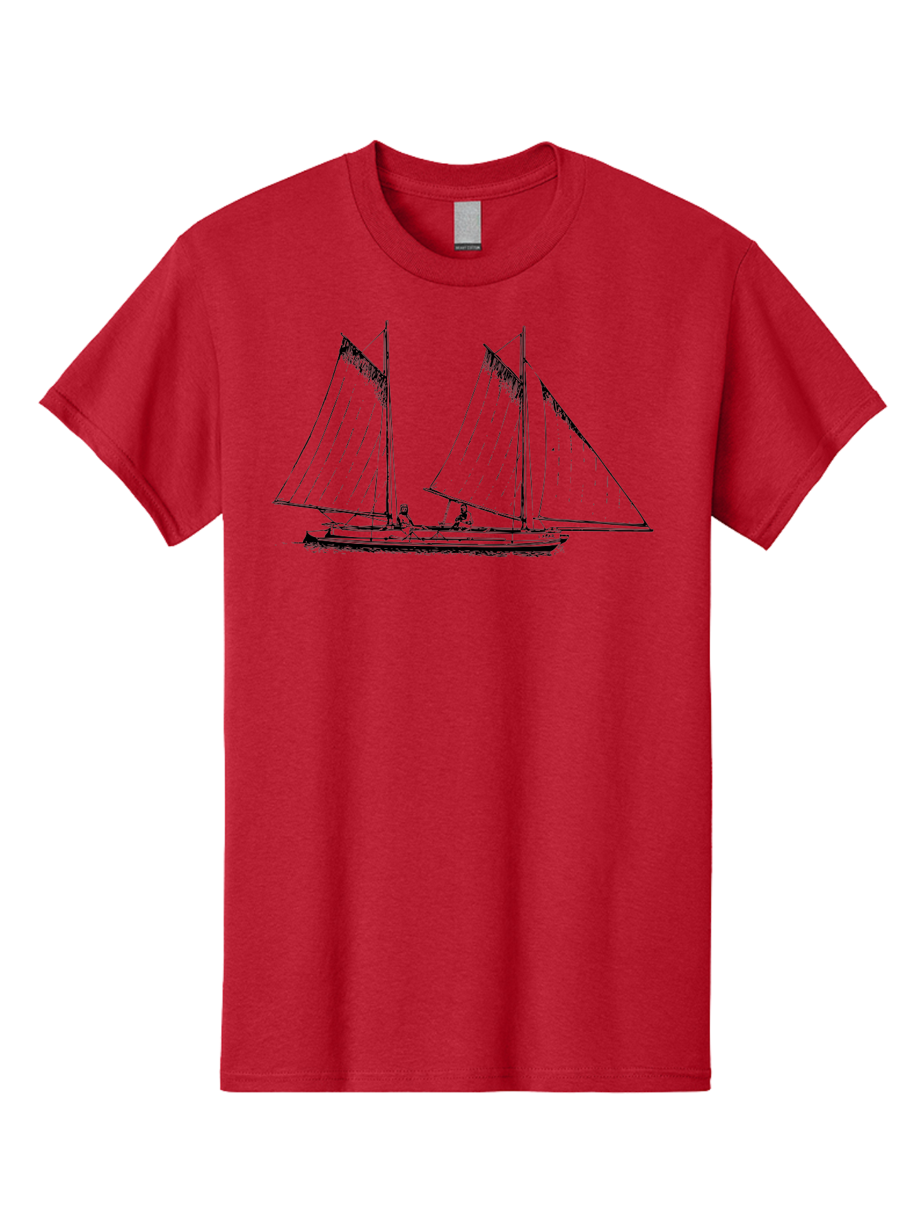 Sailboat-2 Men'S Graphic Tee, 100% Cotton, Comfortable Casual Summer Wear, Machine Washable, Sailboat, Sailing, Ocean, Watercraft, Nautical Theme, Sailing Vessels, Serene Atmosphere, Maritime, Adventure, Sketch Art, Black Lines, Simple Design, Aad805 23
