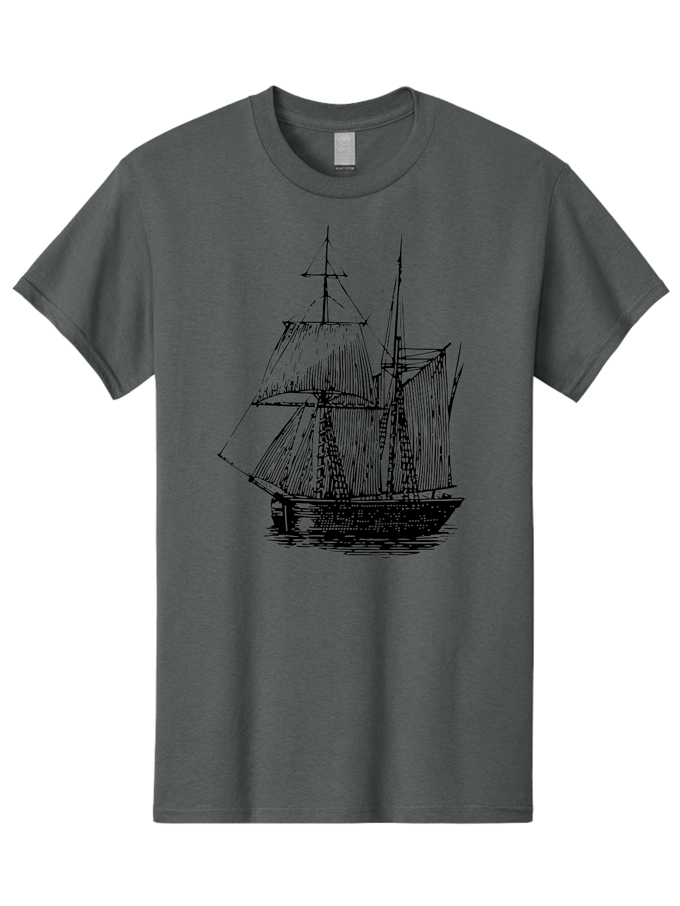 Sailboat Men'S Graphic Tee, 100% Cotton, Comfortable Casual Summer Wear, Machine Washable, Sailboat On Water, Sailing Vessel, Black And White Illustration, Nautical Theme, Ocean Scenery, Vintage Style, Maritime Art Aad806 1
