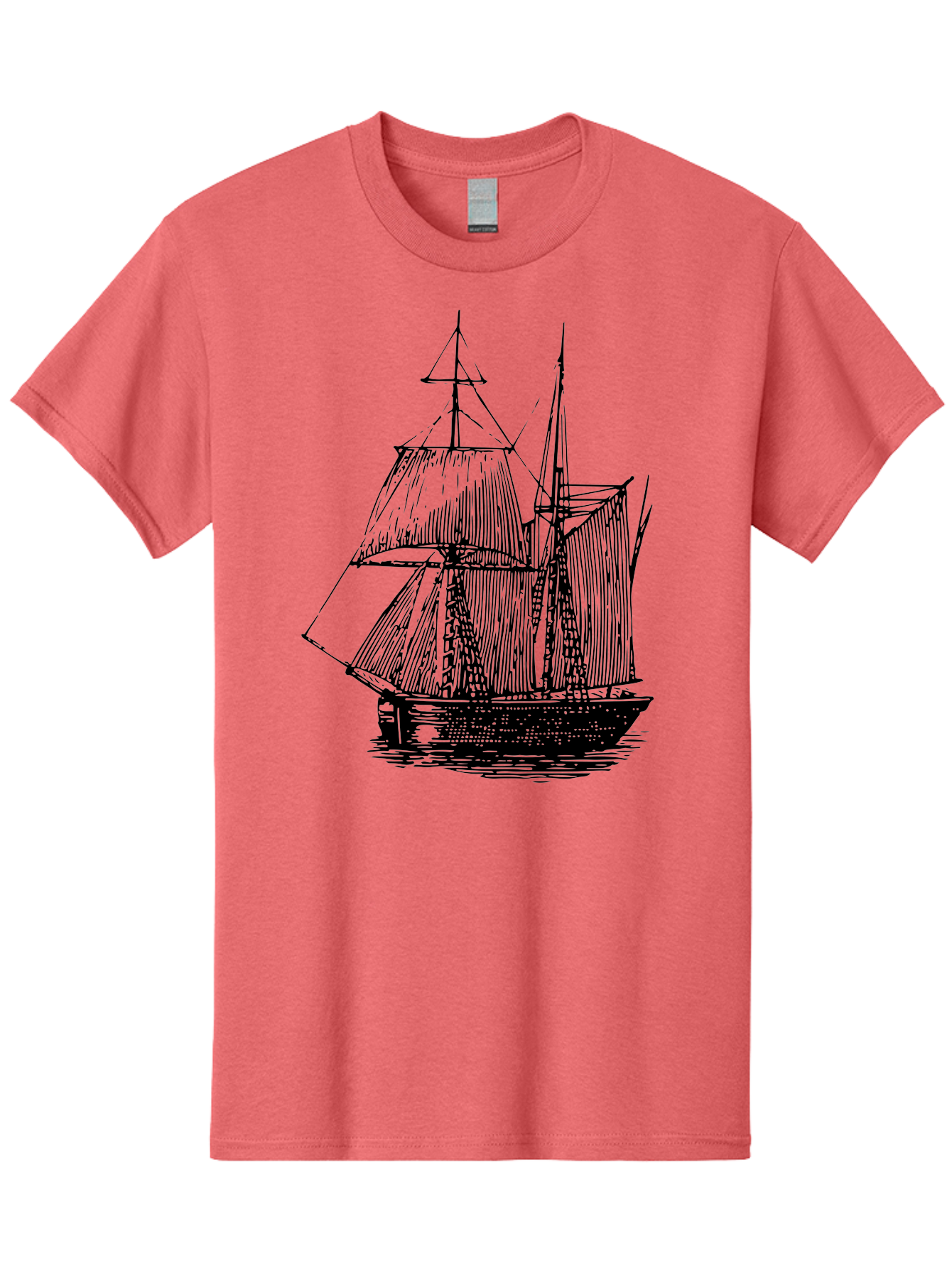 Sailboat Men'S Graphic Tee, 100% Cotton, Comfortable Casual Summer Wear, Machine Washable, Sailboat On Water, Sailing Vessel, Black And White Illustration, Nautical Theme, Ocean Scenery, Vintage Style, Maritime Art Aad806 17