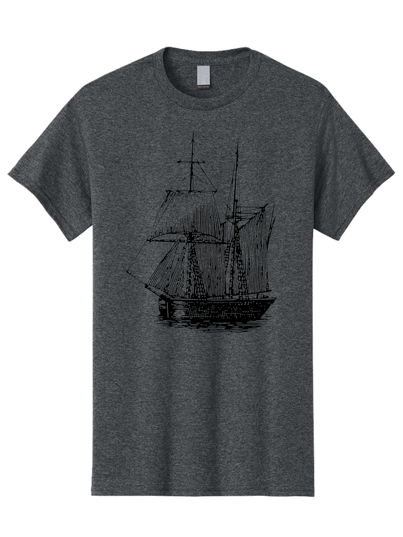 Sailboat Men'S Graphic Tee, 100% Cotton, Comfortable Casual Summer Wear, Machine Washable, Sailboat On Water, Sailing Vessel, Black And White Illustration, Nautical Theme, Ocean Scenery, Vintage Style, Maritime Art Aad806 21
