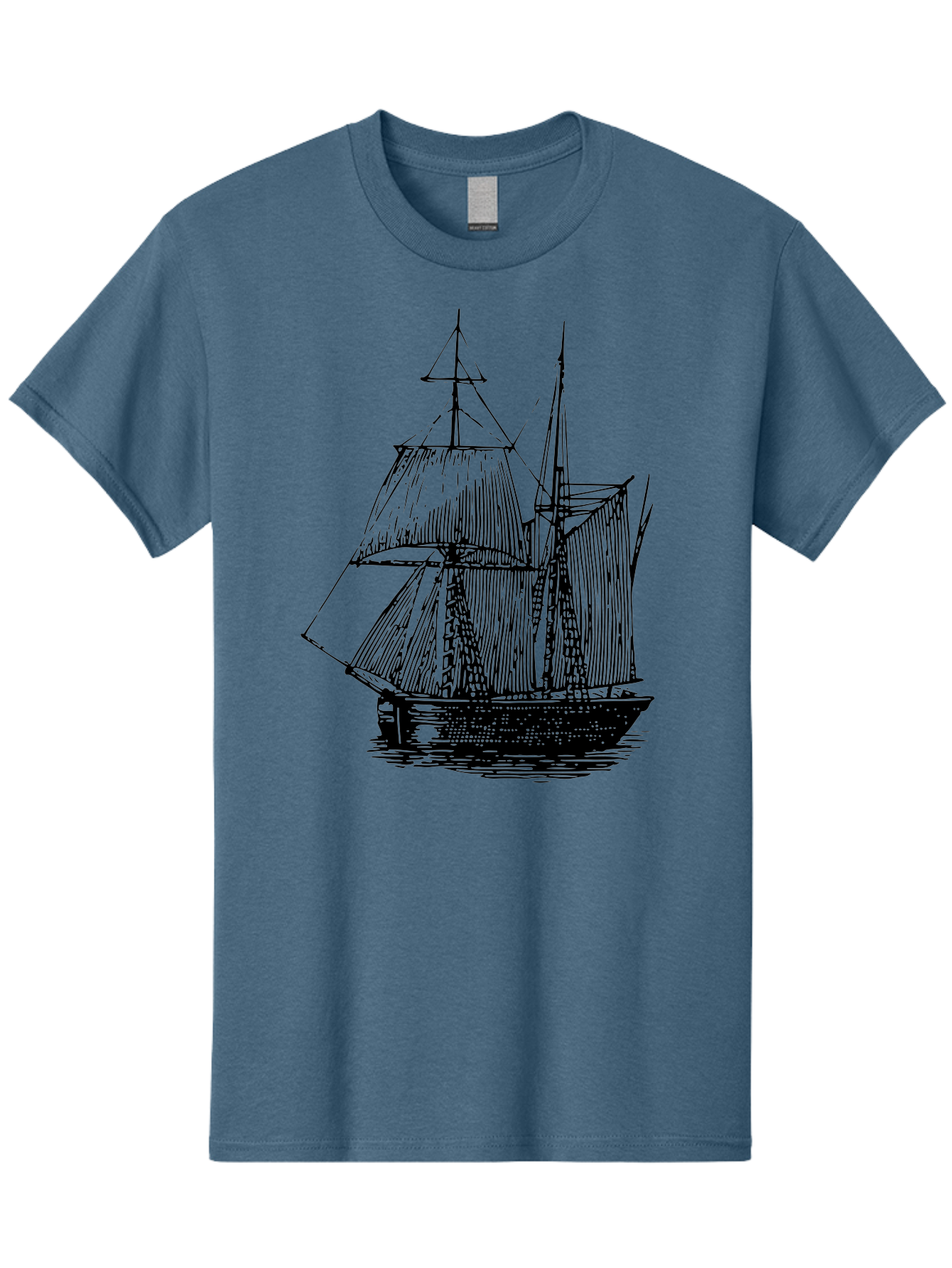 Sailboat Men'S Graphic Tee, 100% Cotton, Comfortable Casual Summer Wear, Machine Washable, Sailboat On Water, Sailing Vessel, Black And White Illustration, Nautical Theme, Ocean Scenery, Vintage Style, Maritime Art Aad806 19