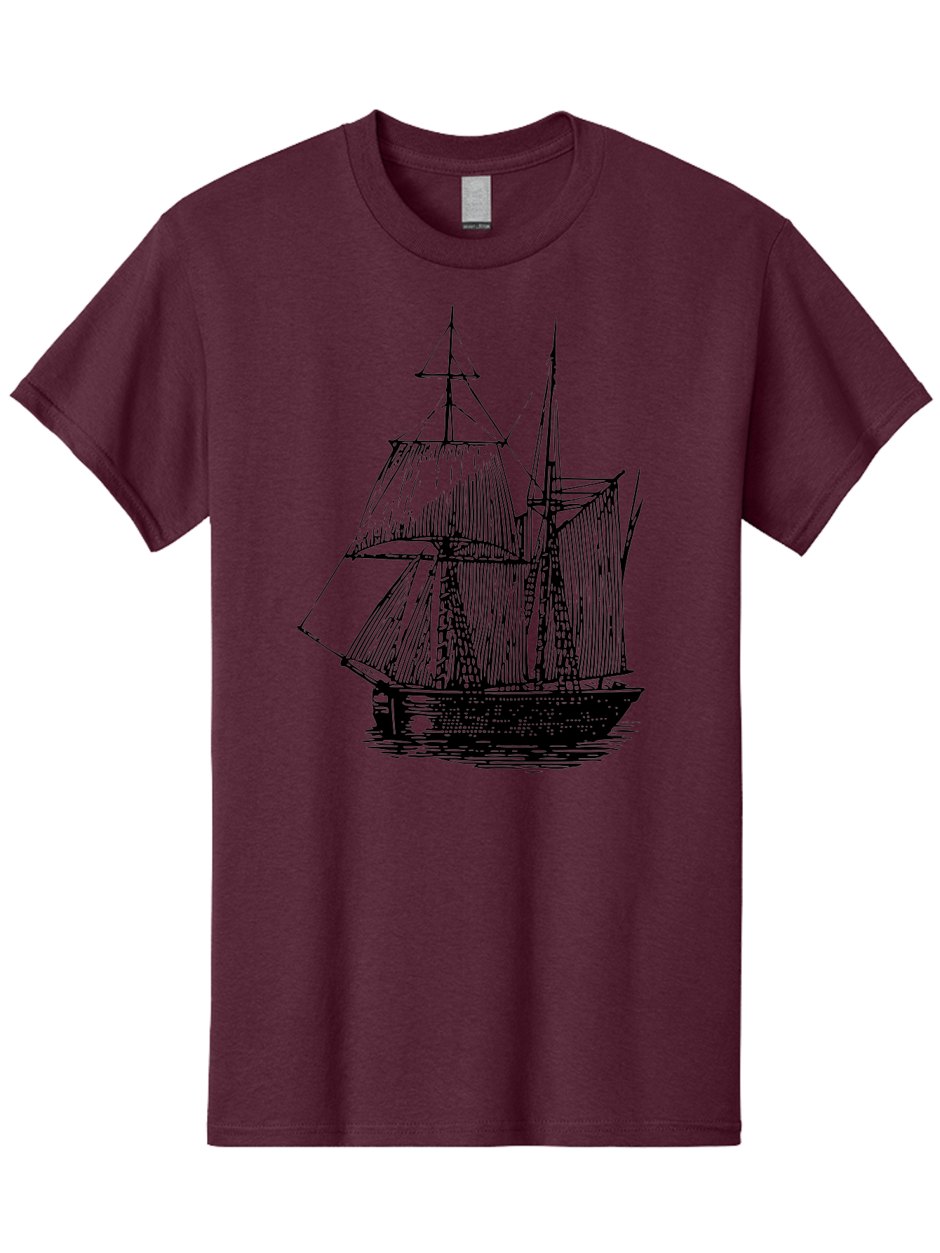 Sailboat Men'S Graphic Tee, 100% Cotton, Comfortable Casual Summer Wear, Machine Washable, Sailboat On Water, Sailing Vessel, Black And White Illustration, Nautical Theme, Ocean Scenery, Vintage Style, Maritime Art Aad806 11