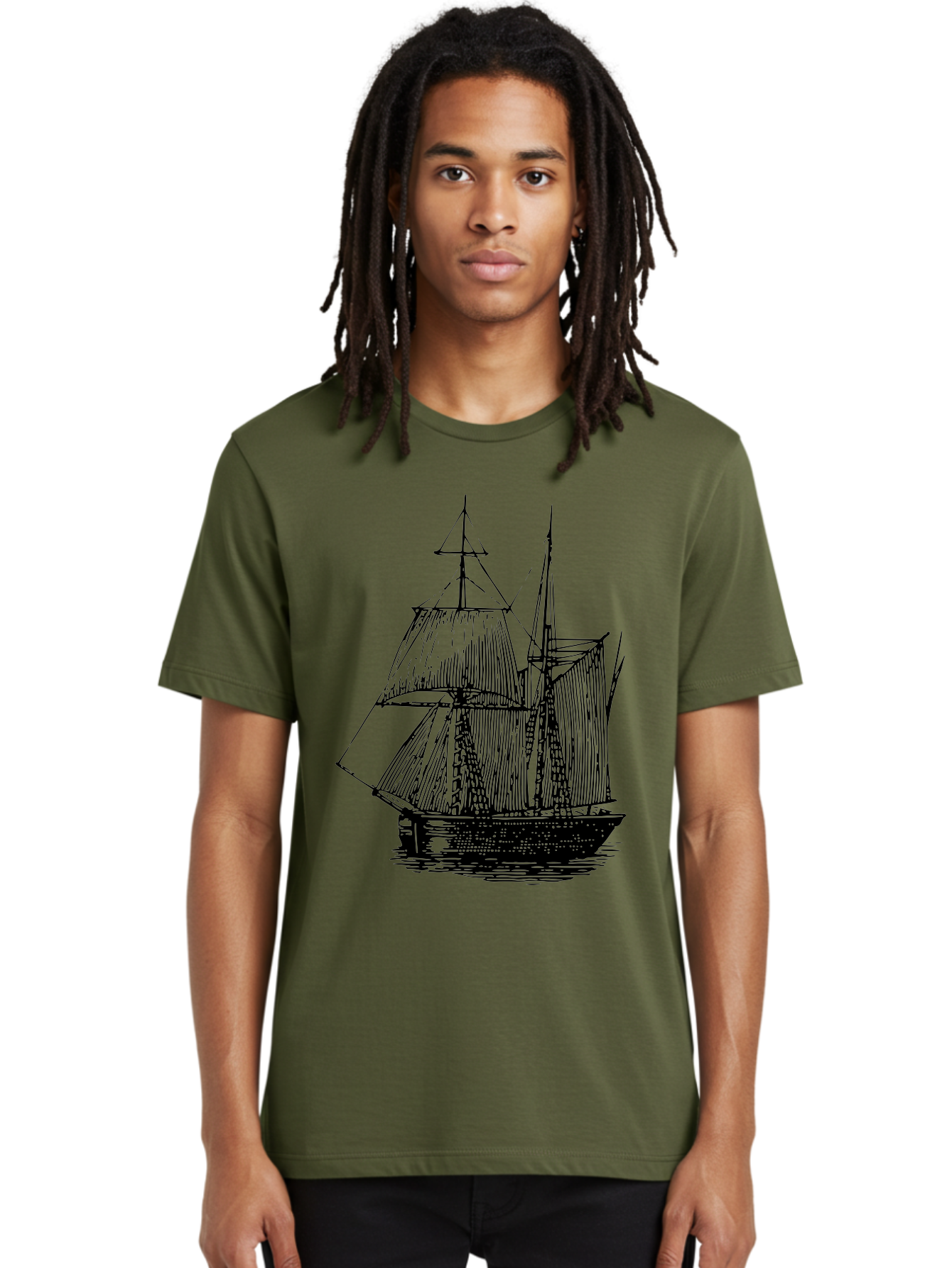 Sailboat Men'S Graphic Tee, 100% Cotton, Comfortable Casual Summer Wear, Machine Washable, Sailboat On Water, Sailing Vessel, Black And White Illustration, Nautical Theme, Ocean Scenery, Vintage Style, Maritime Art Aad806 8