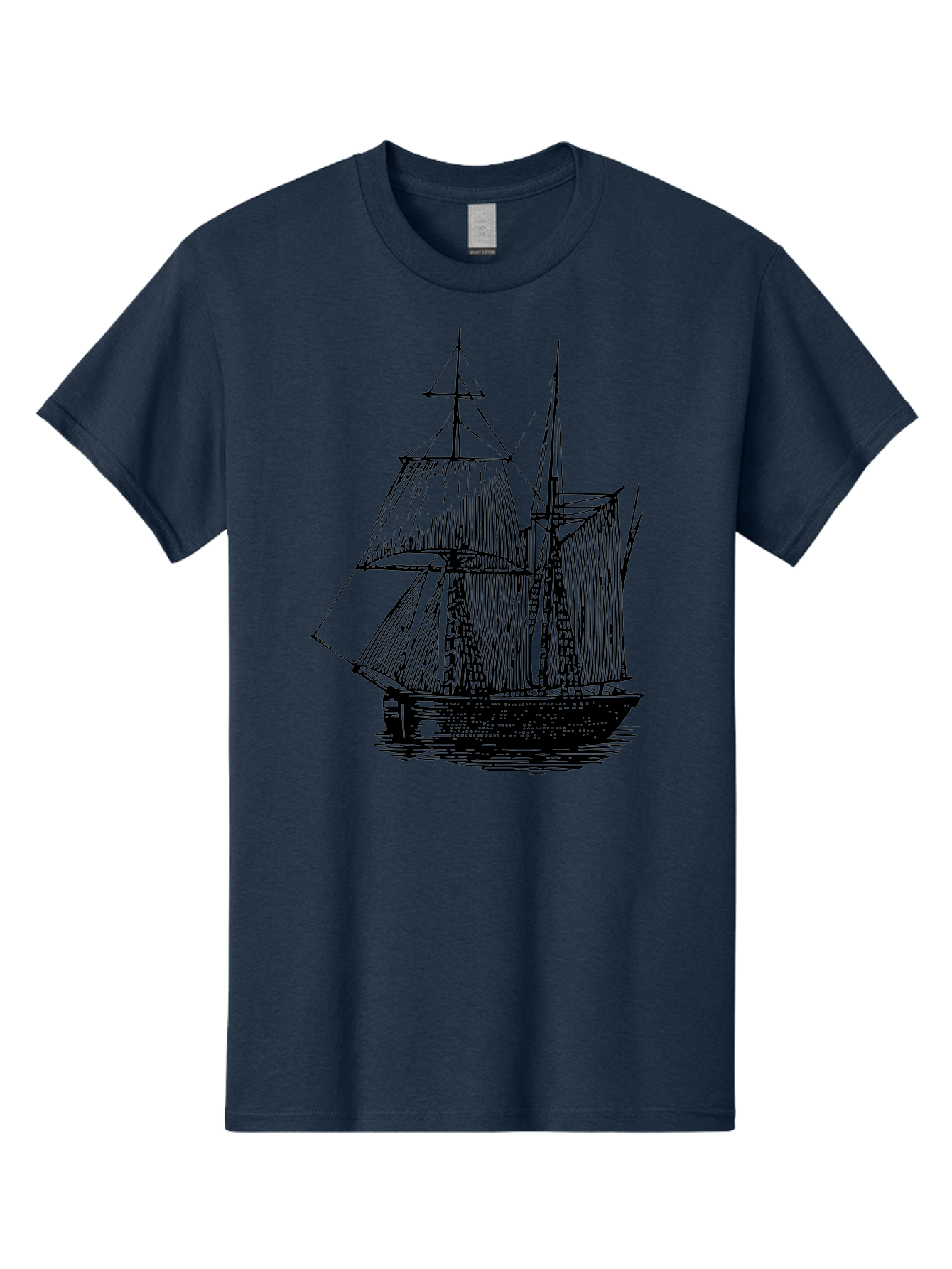 Sailboat Men'S Graphic Tee, 100% Cotton, Comfortable Casual Summer Wear, Machine Washable, Sailboat On Water, Sailing Vessel, Black And White Illustration, Nautical Theme, Ocean Scenery, Vintage Style, Maritime Art Aad806 23