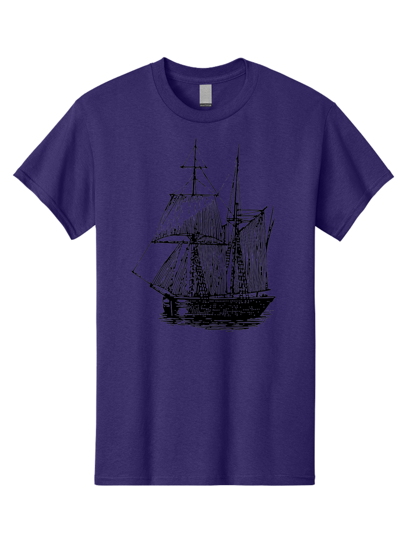 Sailboat Men'S Graphic Tee, 100% Cotton, Comfortable Casual Summer Wear, Machine Washable, Sailboat On Water, Sailing Vessel, Black And White Illustration, Nautical Theme, Ocean Scenery, Vintage Style, Maritime Art Aad806 5
