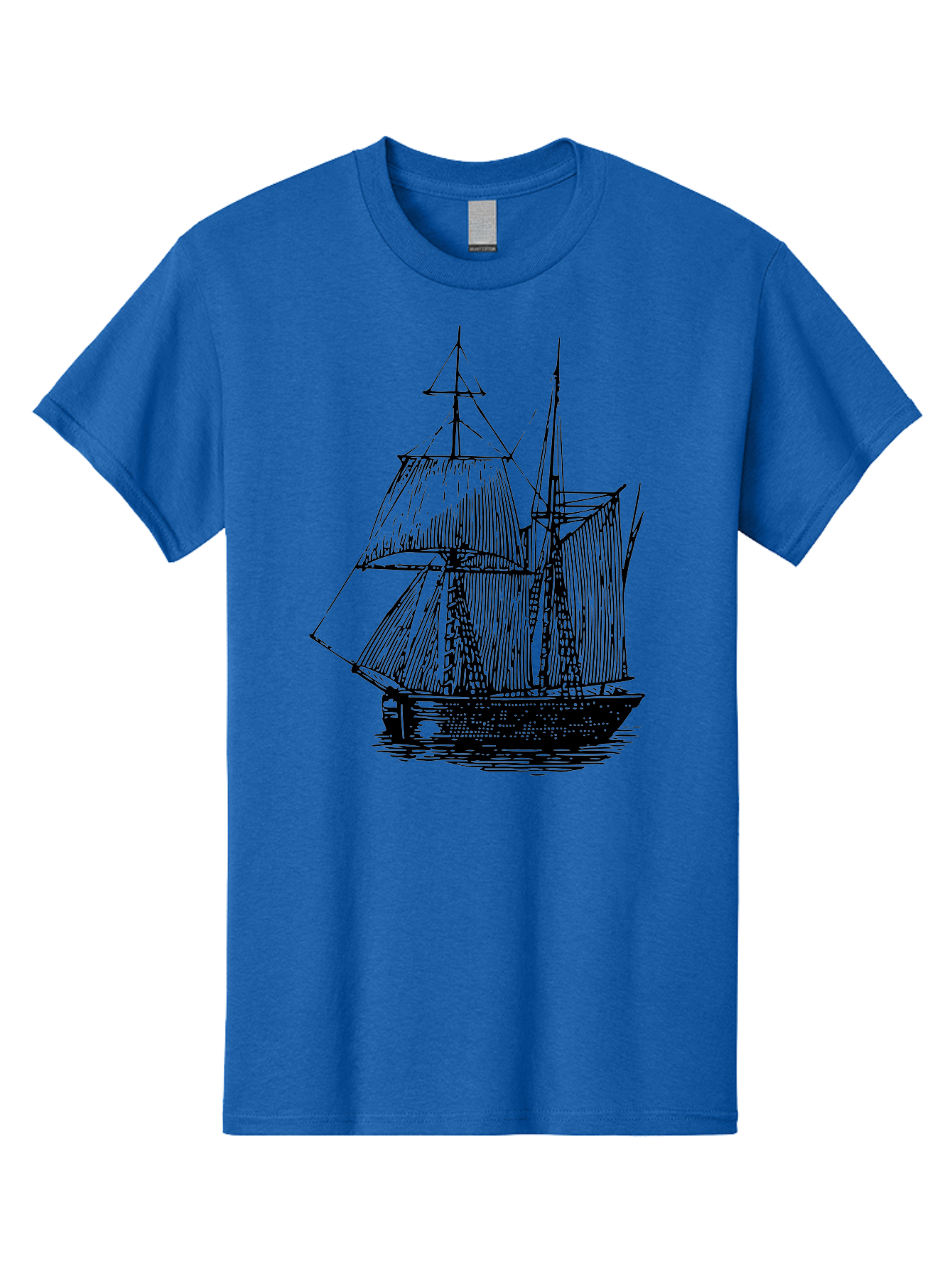 Sailboat Men'S Graphic Tee, 100% Cotton, Comfortable Casual Summer Wear, Machine Washable, Sailboat On Water, Sailing Vessel, Black And White Illustration, Nautical Theme, Ocean Scenery, Vintage Style, Maritime Art Aad806 3