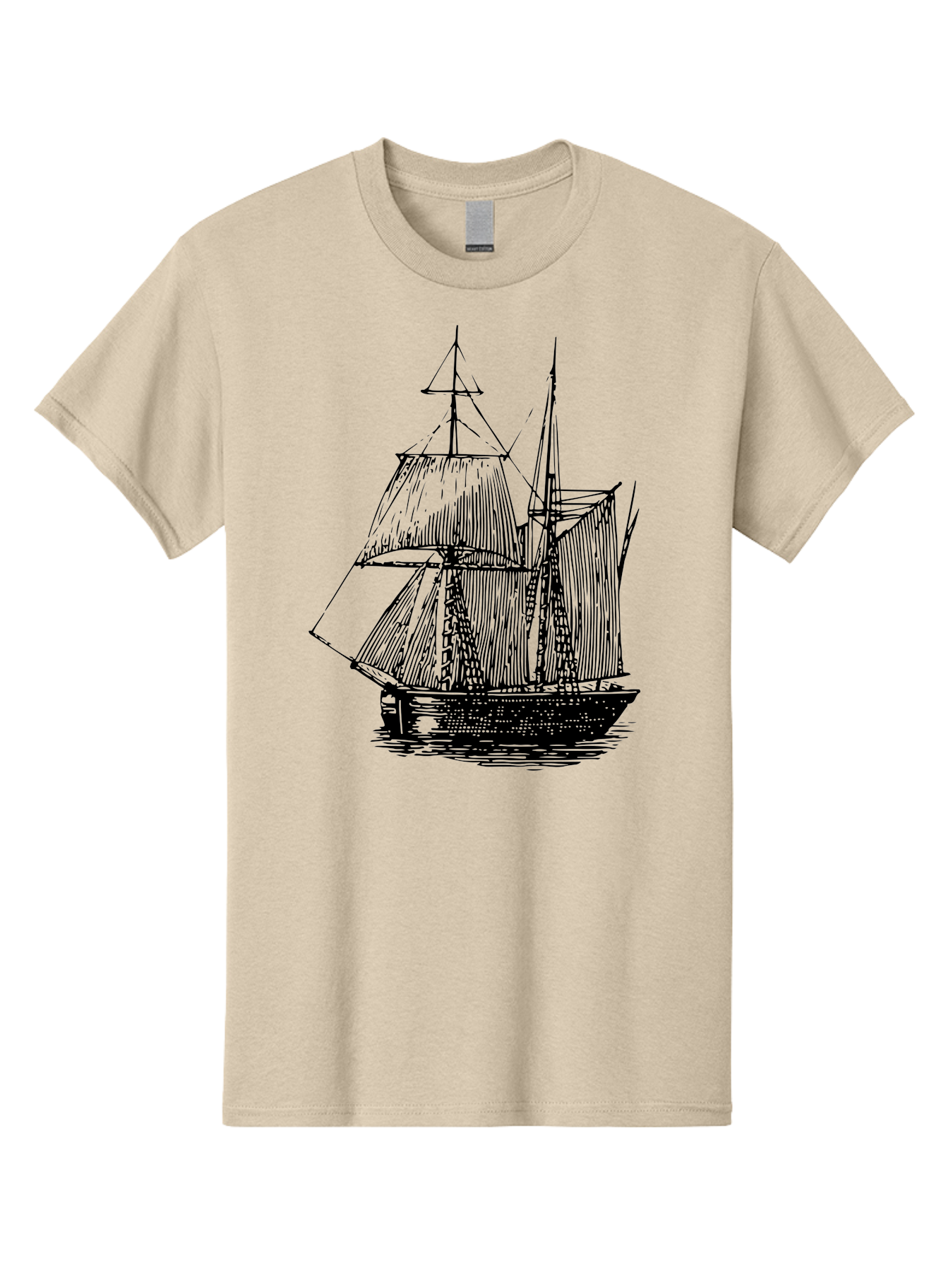 Sailboat Men'S Graphic Tee, 100% Cotton, Comfortable Casual Summer Wear, Machine Washable, Sailboat On Water, Sailing Vessel, Black And White Illustration, Nautical Theme, Ocean Scenery, Vintage Style, Maritime Art Aad806 29