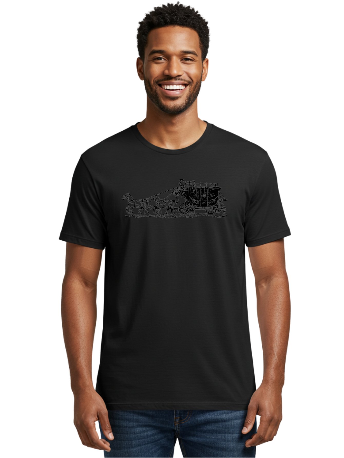 Stagecoach Men'S Graphic Tee, 100% Cotton, Comfortable Casual Summer Wear, Machine Washable, Horse-Drawn Stagecoach, Vintage Transportation, Historical Vehicle, Retro Travel, Classic Carriage, Old-Fashioned, Horse-Drawn Carriage, Aad807 16
