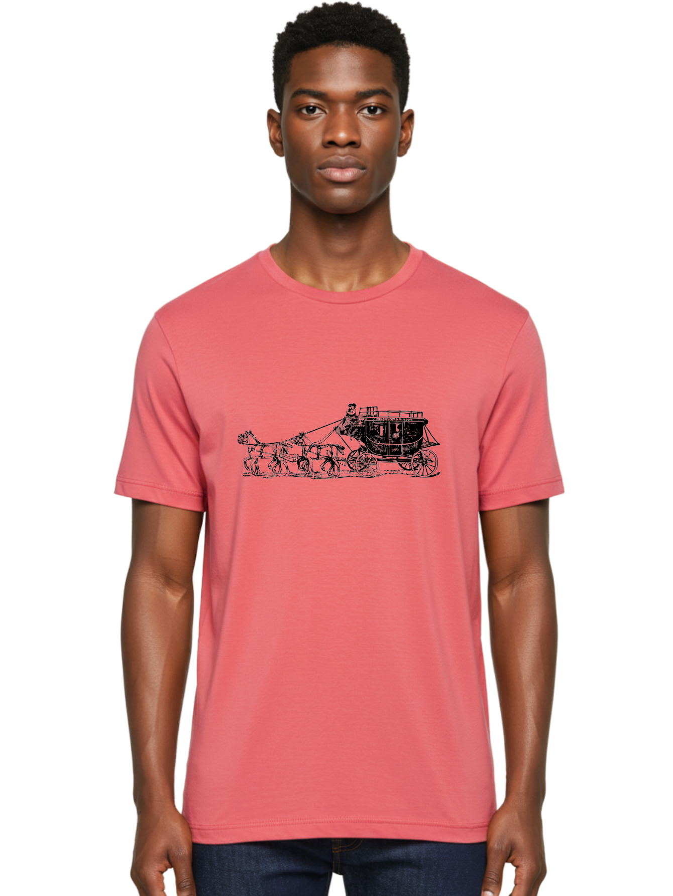 Stagecoach Men'S Graphic Tee, 100% Cotton, Comfortable Casual Summer Wear, Machine Washable, Horse-Drawn Stagecoach, Vintage Transportation, Historical Vehicle, Retro Travel, Classic Carriage, Old-Fashioned, Horse-Drawn Carriage, Aad807 8