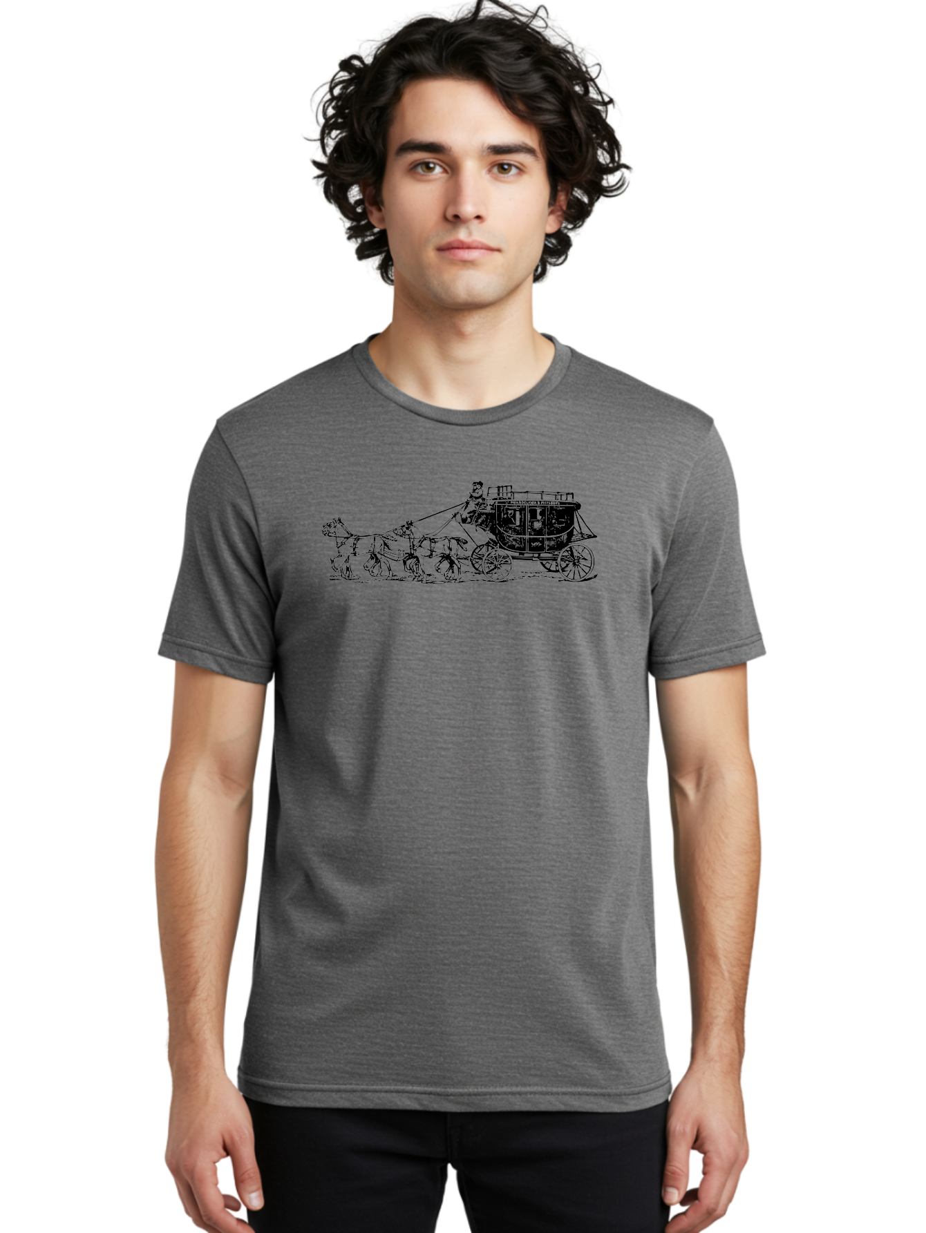 Stagecoach Men'S Graphic Tee, 100% Cotton, Comfortable Casual Summer Wear, Machine Washable, Horse-Drawn Stagecoach, Vintage Transportation, Historical Vehicle, Retro Travel, Classic Carriage, Old-Fashioned, Horse-Drawn Carriage, Aad807 28