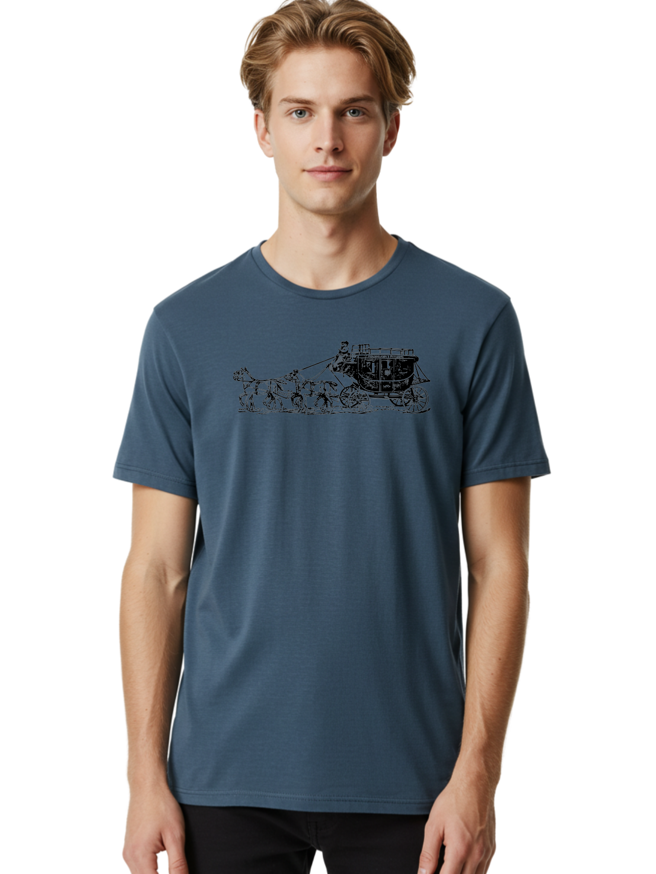 Stagecoach Men'S Graphic Tee, 100% Cotton, Comfortable Casual Summer Wear, Machine Washable, Horse-Drawn Stagecoach, Vintage Transportation, Historical Vehicle, Retro Travel, Classic Carriage, Old-Fashioned, Horse-Drawn Carriage, Aad807 6