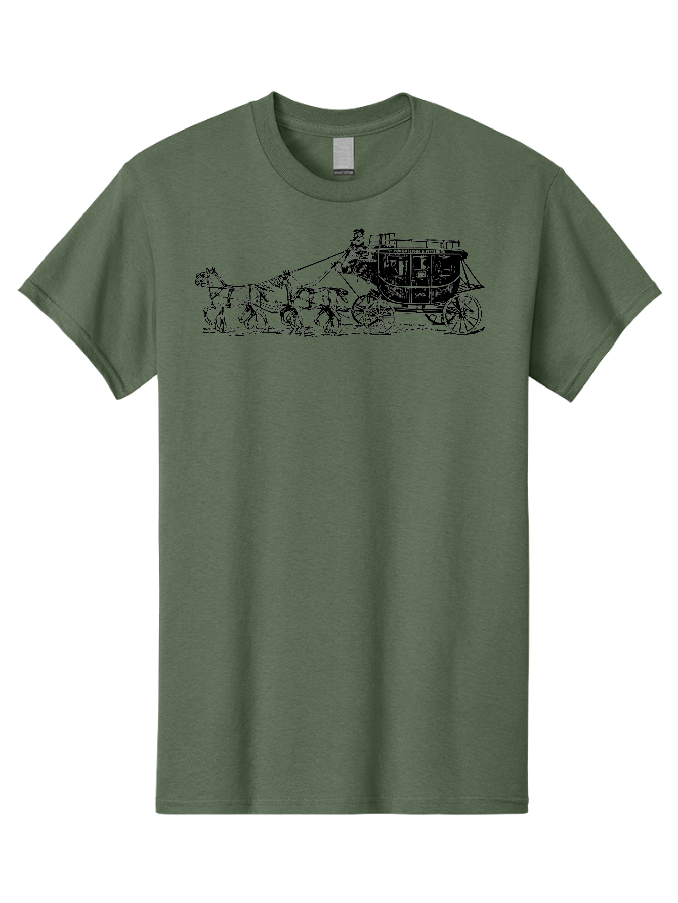 Stagecoach Men'S Graphic Tee, 100% Cotton, Comfortable Casual Summer Wear, Machine Washable, Horse-Drawn Stagecoach, Vintage Transportation, Historical Vehicle, Retro Travel, Classic Carriage, Old-Fashioned, Horse-Drawn Carriage, Aad807 23