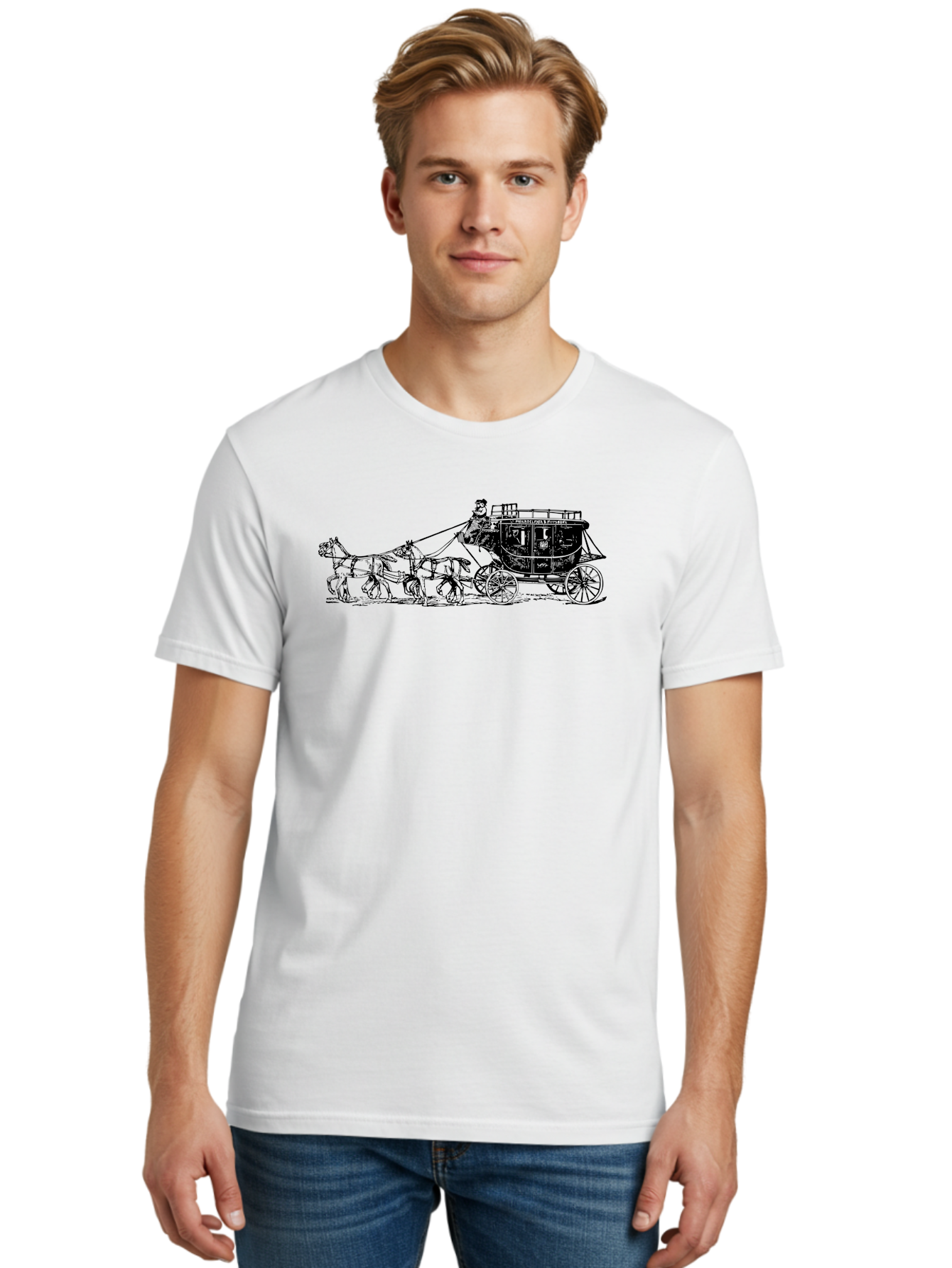 Stagecoach Men'S Graphic Tee, 100% Cotton, Comfortable Casual Summer Wear, Machine Washable, Horse-Drawn Stagecoach, Vintage Transportation, Historical Vehicle, Retro Travel, Classic Carriage, Old-Fashioned, Horse-Drawn Carriage, Aad807 14