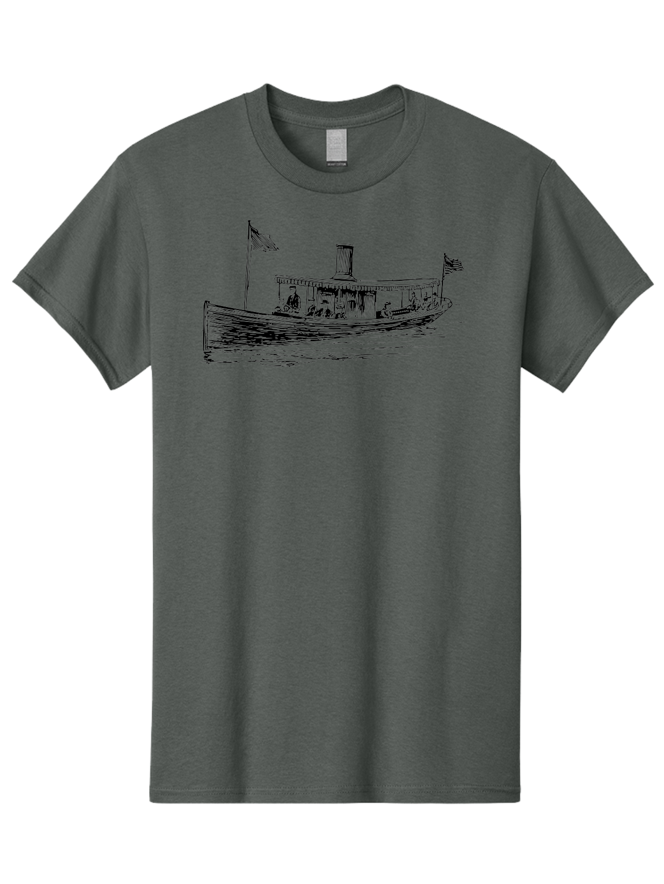 Steam-Boat Men'S Graphic Tee, 100% Cotton, Comfortable Casual Summer Wear, Machine Washable, Steamboat On The Water, American Flag, People On Board, Vintage Illustration, Historic Vessel, Classic Transportation Aad808 11
