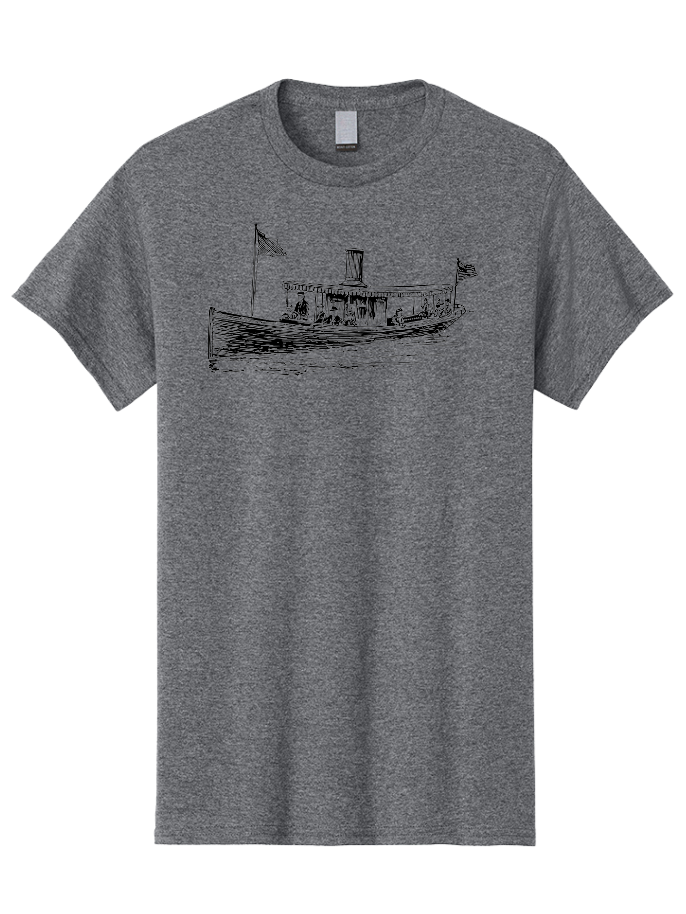 Steam-Boat Men'S Graphic Tee, 100% Cotton, Comfortable Casual Summer Wear, Machine Washable, Steamboat On The Water, American Flag, People On Board, Vintage Illustration, Historic Vessel, Classic Transportation Aad808 5