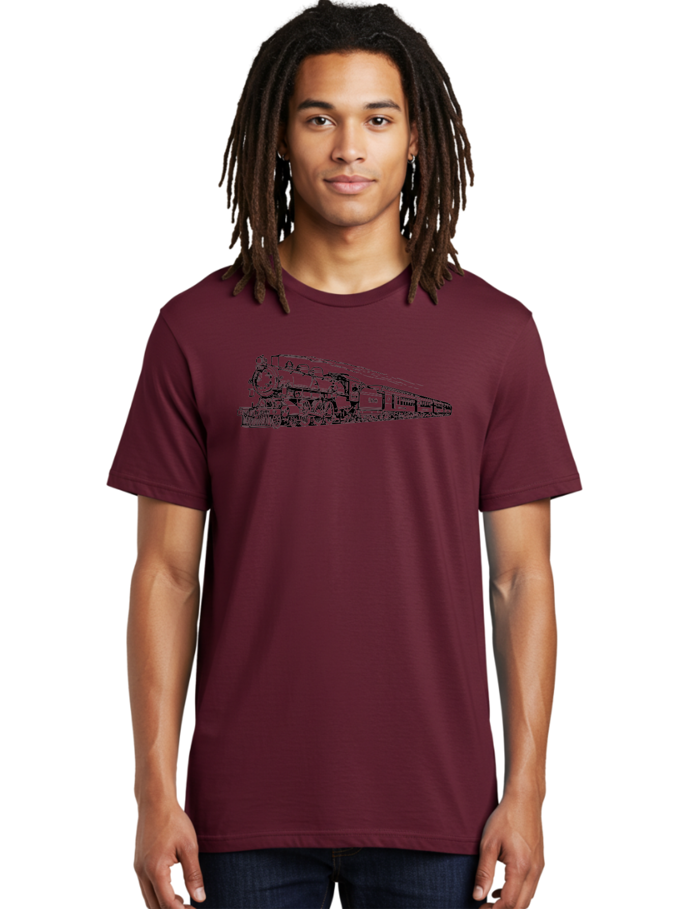 Steam-Locomotive-2524 Men'S Graphic Tee, 100% Cotton, Comfortable Casual Summer Wear, Machine Washable, Vintage Steam Train, Locomotive Engine, Railway Transportation, Nostalgic Travel, Classic Railroad, Historic Train, D51, 626, Aad809 4