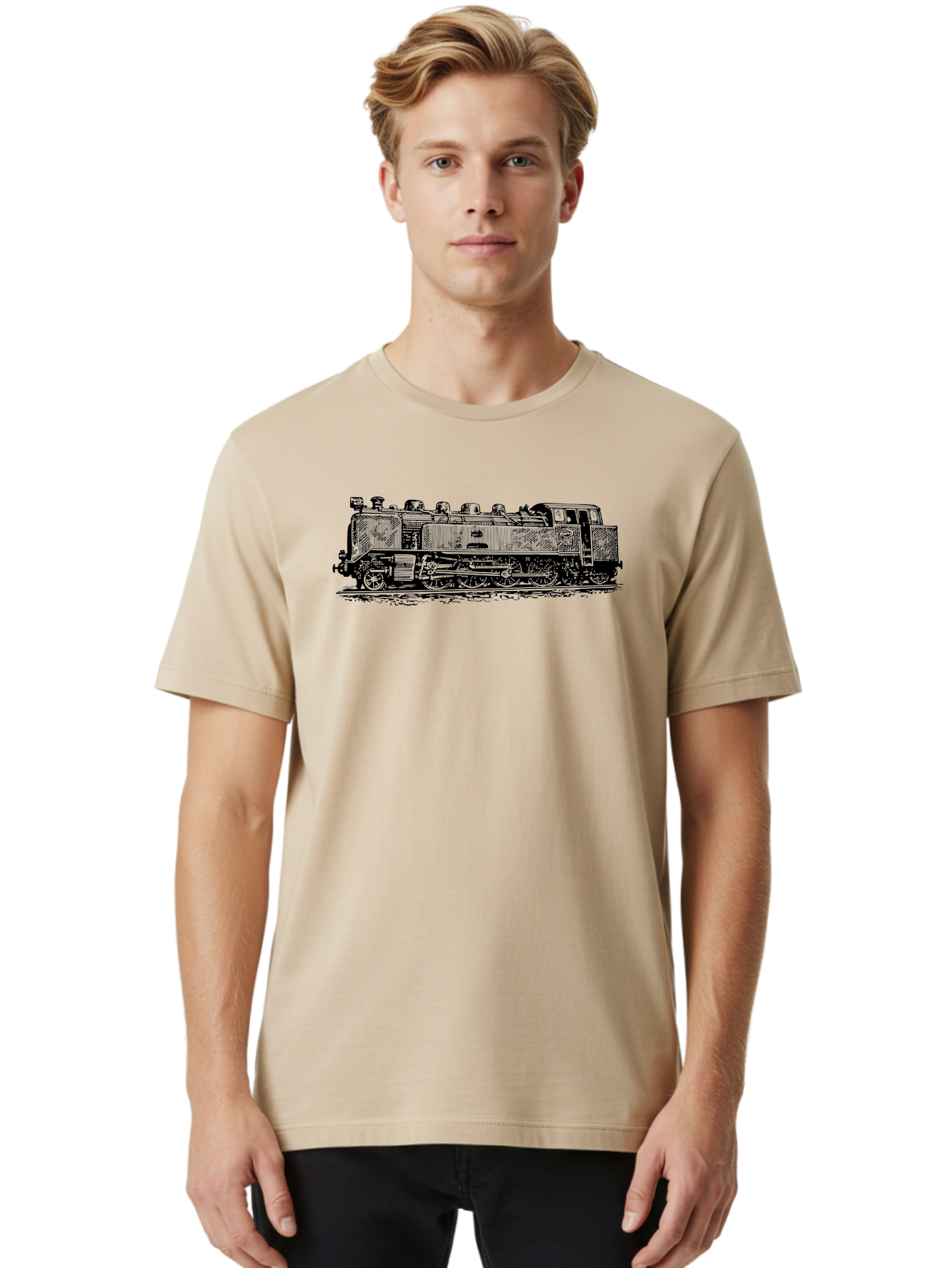 Steam-Train-1 Men'S Graphic Tee, 100% Cotton, Comfortable Casual Summer Wear, Machine Washable, Vintage Locomotive, Classic Train, Railway Nostalgia, Retro Transportation, Old-Fashioned Engine, Railway Heritage Aad811 14