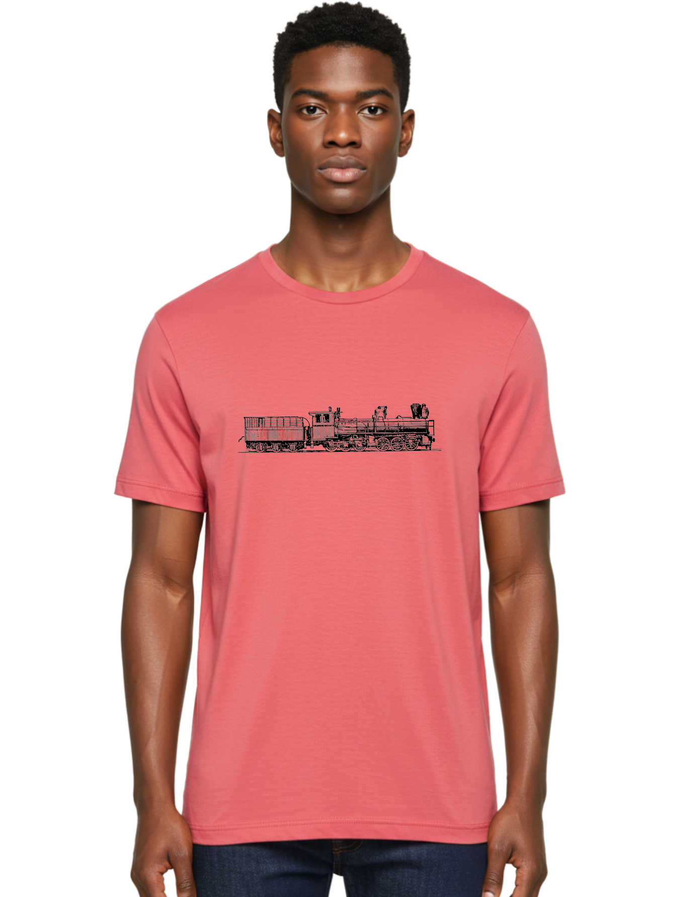 Steam-Train Men'S Graphic Tee, 100% Cotton, Comfortable Casual Summer Wear, Machine Washable, Vintage Locomotive, Train Engine, Steam Train, Railway Heritage, Classic Transport, Nostalgic Train, Railroad Nostalgia, Antique Locomotive Aad812 26