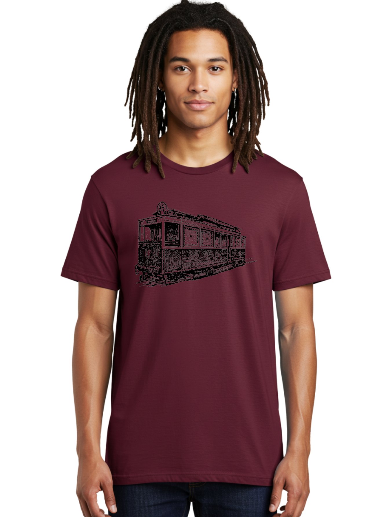 Tram-Car Men'S Graphic Tee, 100% Cotton, Comfortable Casual Summer Wear, Machine Washable, Vintage Trolley, Urban Transportation, Public Transit, Classic Vehicle, Electric Tram, Retro Style, Nostalgic Design, Tramway Aad815 28