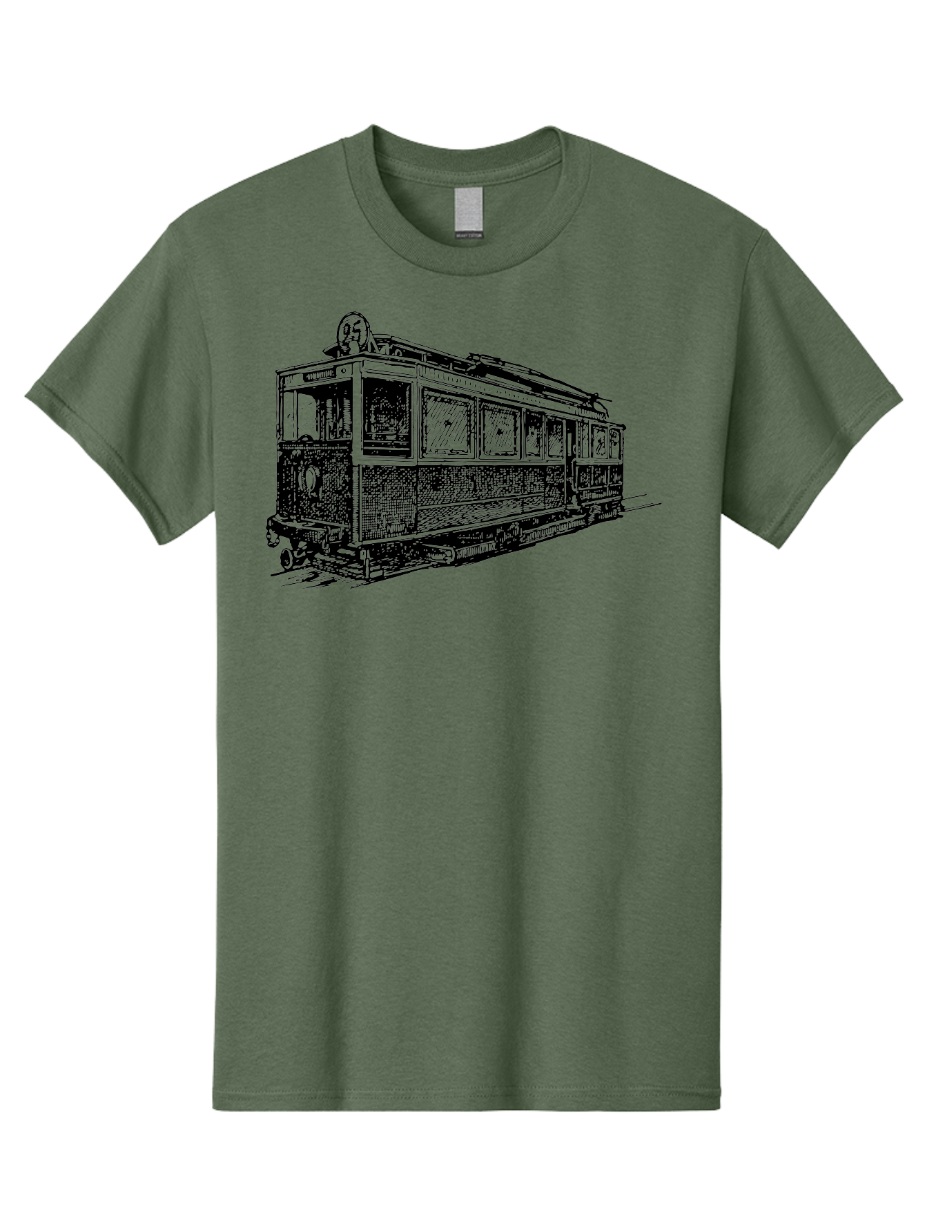 Tram-Car Men'S Graphic Tee, 100% Cotton, Comfortable Casual Summer Wear, Machine Washable, Vintage Trolley, Urban Transportation, Public Transit, Classic Vehicle, Electric Tram, Retro Style, Nostalgic Design, Tramway Aad815 15