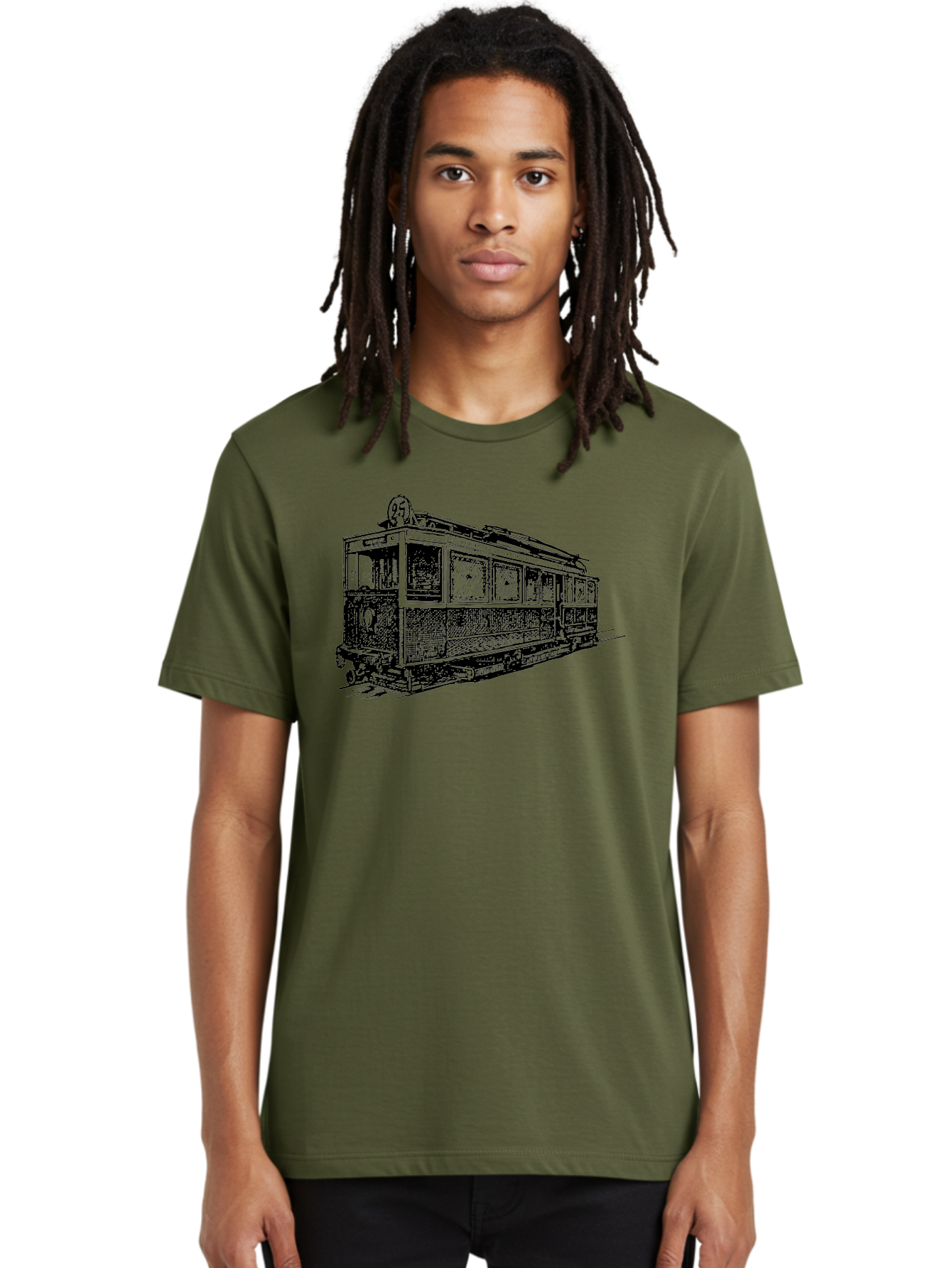 Tram-Car Men'S Graphic Tee, 100% Cotton, Comfortable Casual Summer Wear, Machine Washable, Vintage Trolley, Urban Transportation, Public Transit, Classic Vehicle, Electric Tram, Retro Style, Nostalgic Design, Tramway Aad815 16
