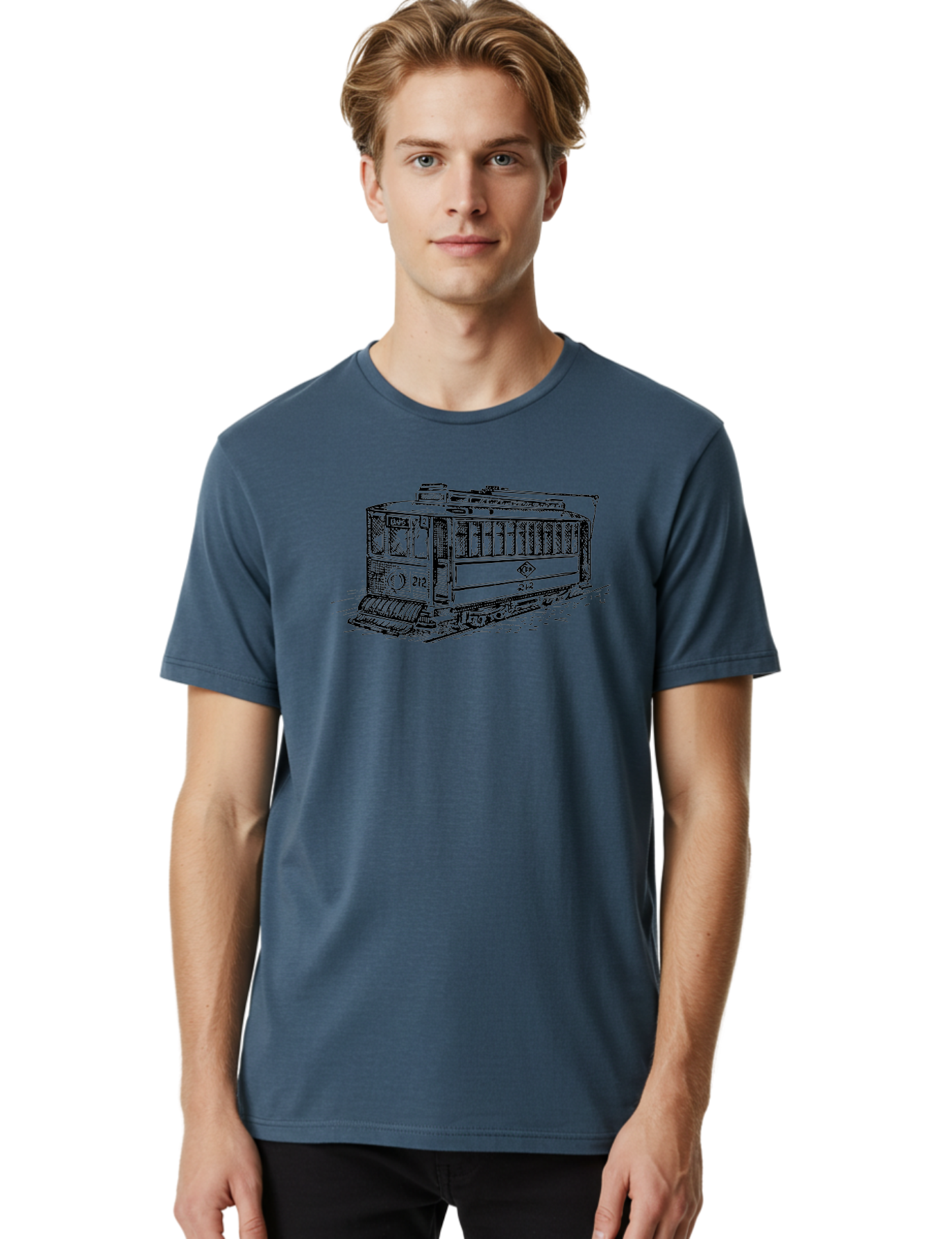 Trolley-Car-212 Men'S Graphic Tee, 100% Cotton, Comfortable Casual Summer Wear, Machine Washable, Vintage Trolley, Public Transportation, Urban Mobility, Classic Design, Railway System, Nostalgic Feel, Transportation Mode, 212 Aad816 2