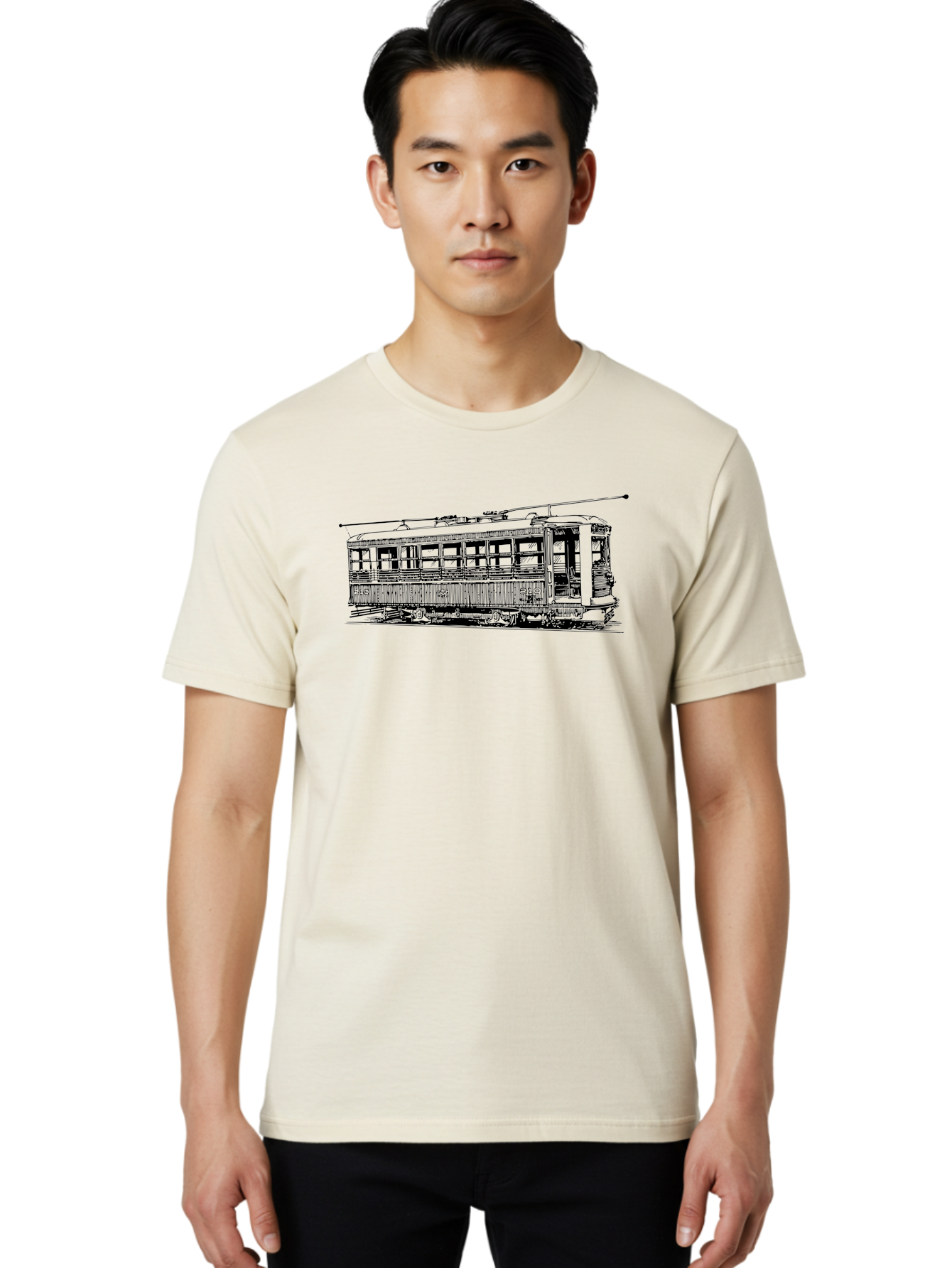 Trolley Men'S Graphic Tee, 100% Cotton, Comfortable Casual Summer Wear, Machine Washable, Vintage Trolley, Classic Transportation, Retro Streetcar, Urban Transit, Nostalgic Vehicle, Public Transportation, Historic Tram Aad817 30