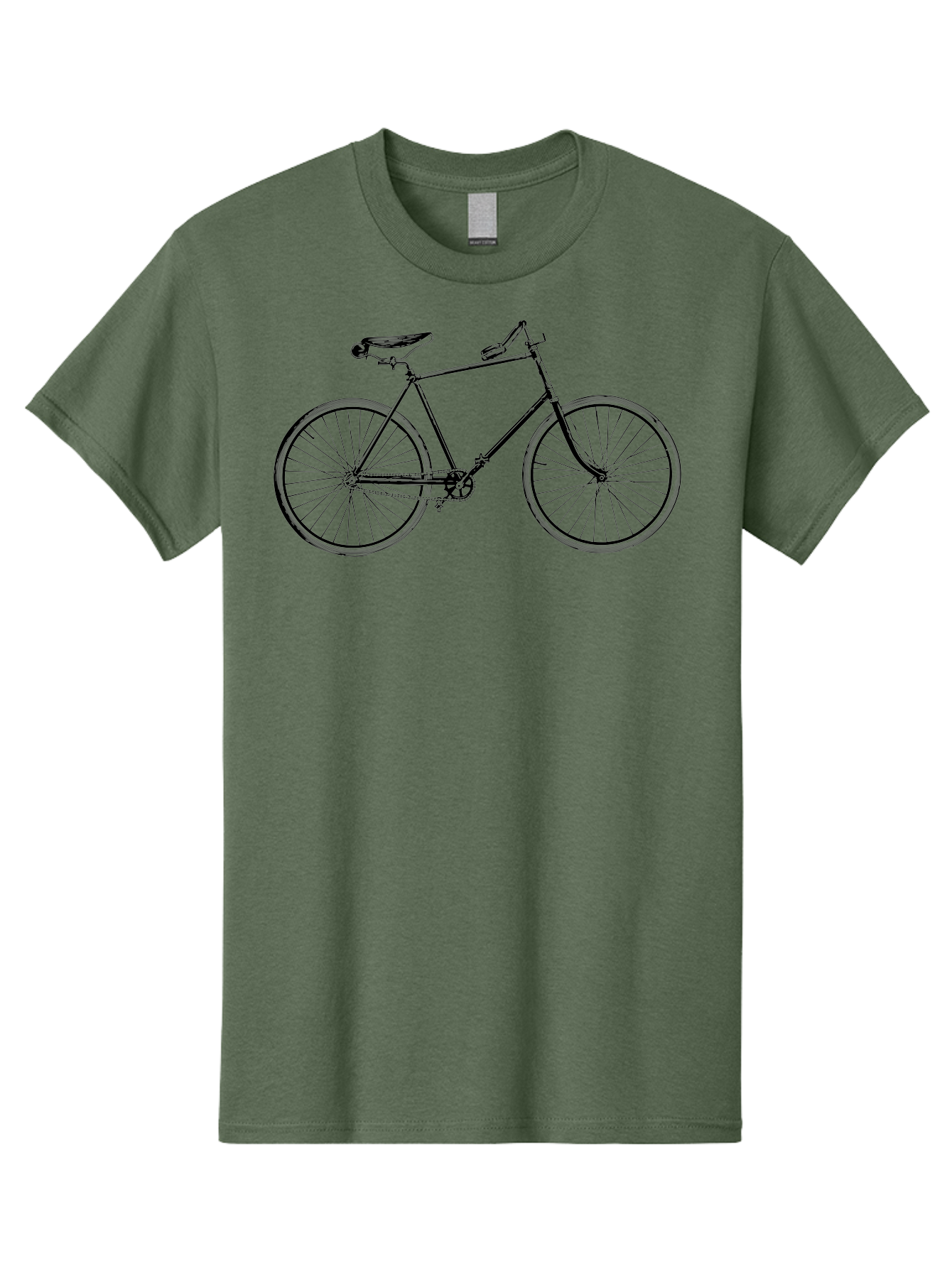 Vintage-Bicycle-Illustration Men'S Graphic Tee, 100% Cotton, Comfortable Casual Summer Wear, Machine Washable, Retro Bicycle, Classic Bike Design, Vintage Cycling, Antique Bicycle, Bicycle Silhouette, Wire-Spoke Wheels, Leather Saddle, Aad819 3