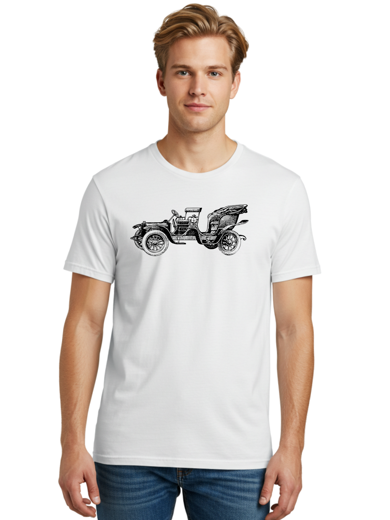 Vintage-Car-2 Men'S Graphic Tee, 100% Cotton, Comfortable Casual Summer Wear, Machine Washable, Vintage Car, Antique Automobile, Classic Vehicle, Old Fashioned Car, Retro Transportation, Nostalgic Ride, Open Top Car, Early 20Th Century, Aad822 12