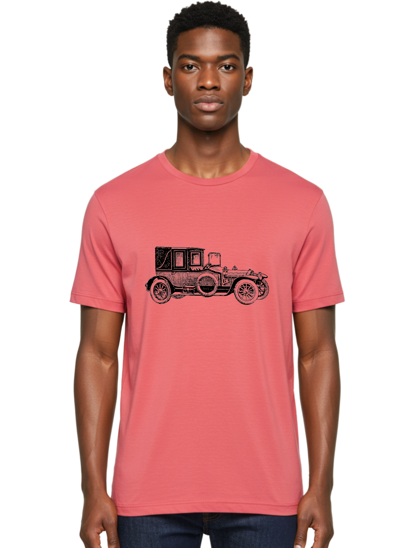 Vintage-Car-3 Men'S Graphic Tee, 100% Cotton, Comfortable Casual Summer Wear, Machine Washable, Vintage Car, Classic Automobile, Retro Vehicle, 1920 Ford Model T, Touring Car, Antique Car, Historical Vehicle, Old Car, Ford Model T Aad823 4