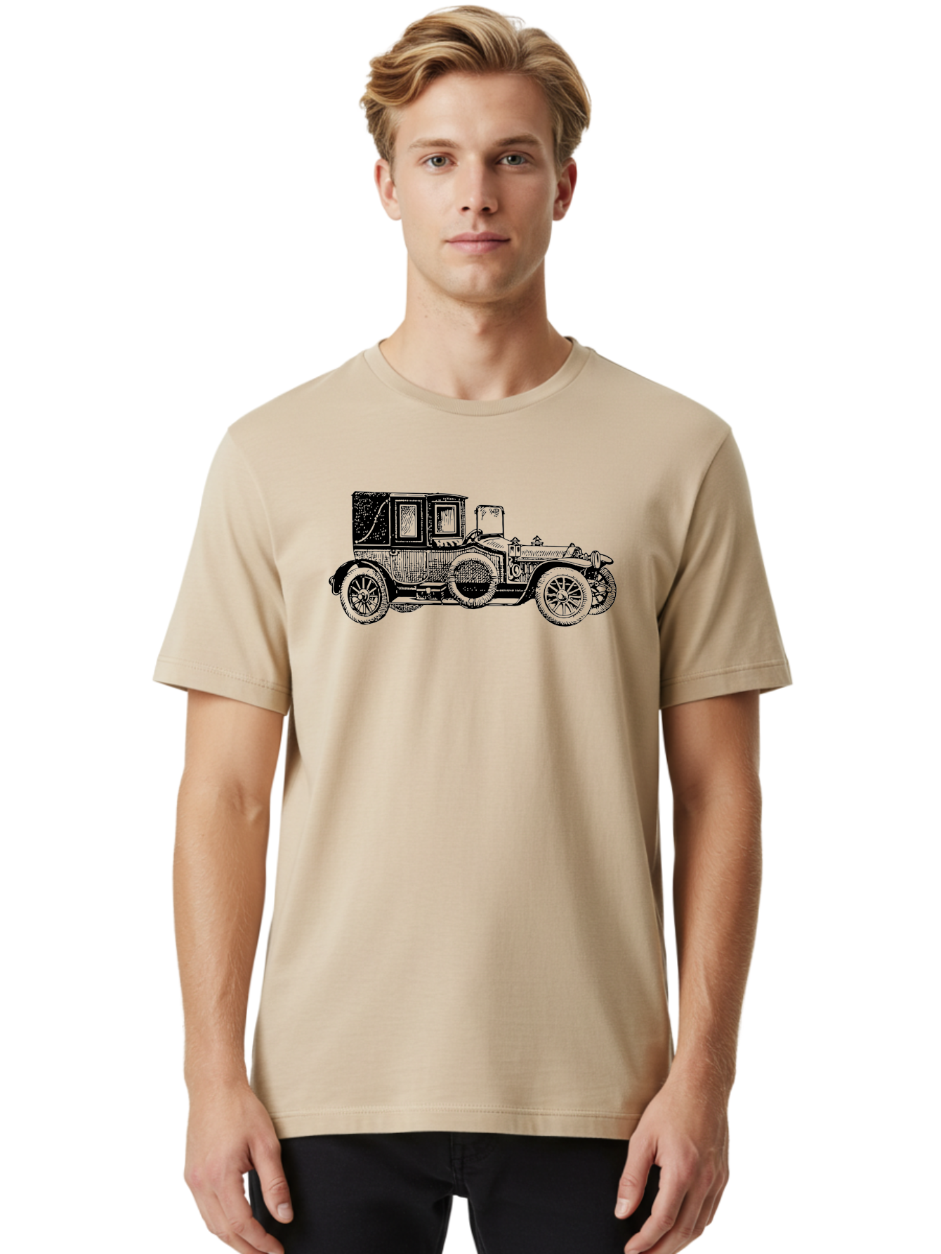 Vintage-Car-3 Men'S Graphic Tee, 100% Cotton, Comfortable Casual Summer Wear, Machine Washable, Vintage Car, Classic Automobile, Retro Vehicle, 1920 Ford Model T, Touring Car, Antique Car, Historical Vehicle, Old Car, Ford Model T Aad823 6