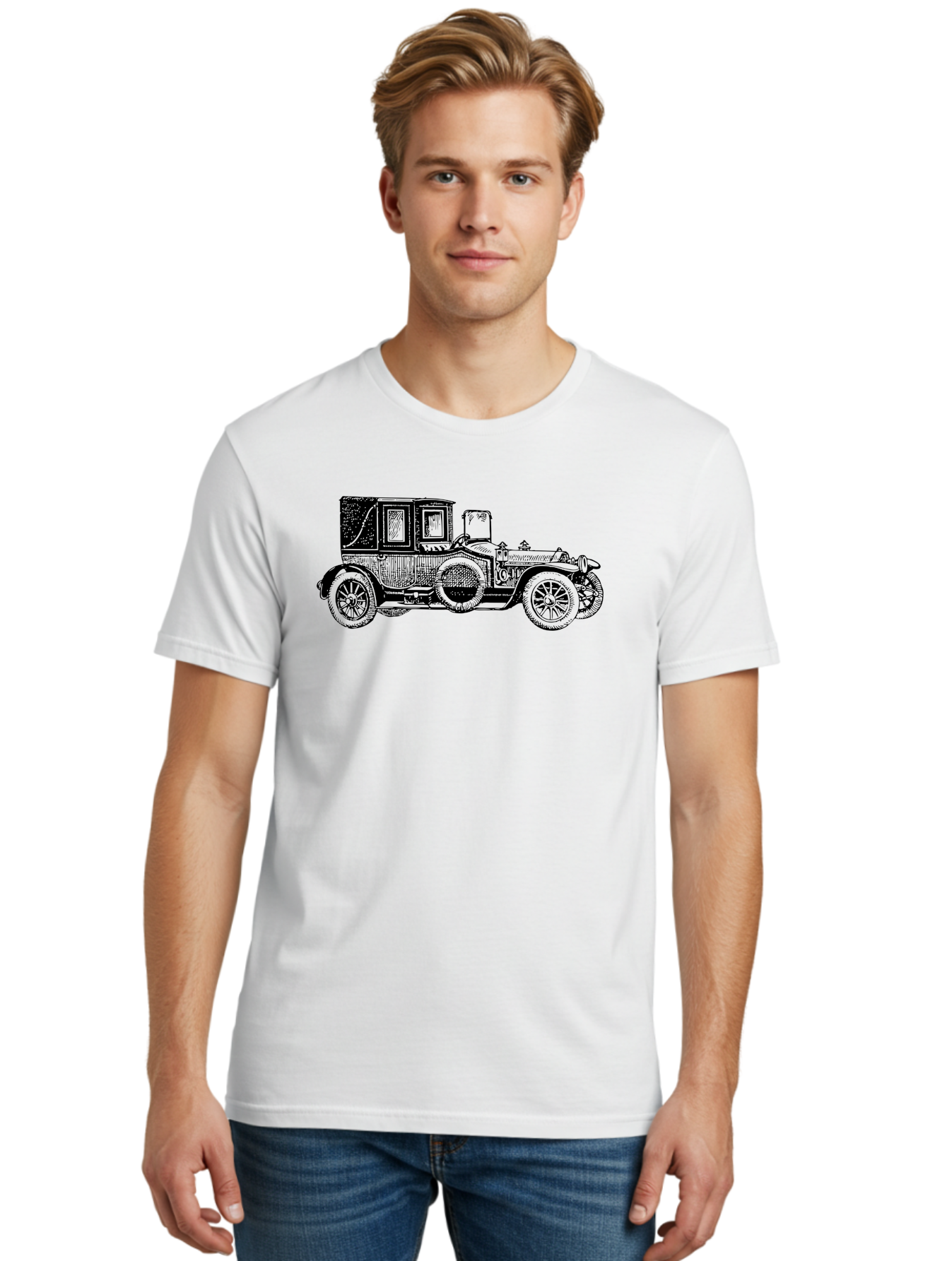 Vintage-Car-3 Men'S Graphic Tee, 100% Cotton, Comfortable Casual Summer Wear, Machine Washable, Vintage Car, Classic Automobile, Retro Vehicle, 1920 Ford Model T, Touring Car, Antique Car, Historical Vehicle, Old Car, Ford Model T Aad823 20