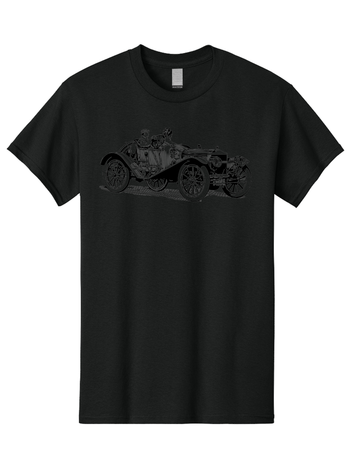 Vintage-Car-4 Men'S Graphic Tee, 100% Cotton, Comfortable Casual Summer Wear, Machine Washable, Vintage Car, Antique Automobile, Classic Vehicle, Retro Transportation, Old-Fashioned Car, Two People Riding Aad824 3