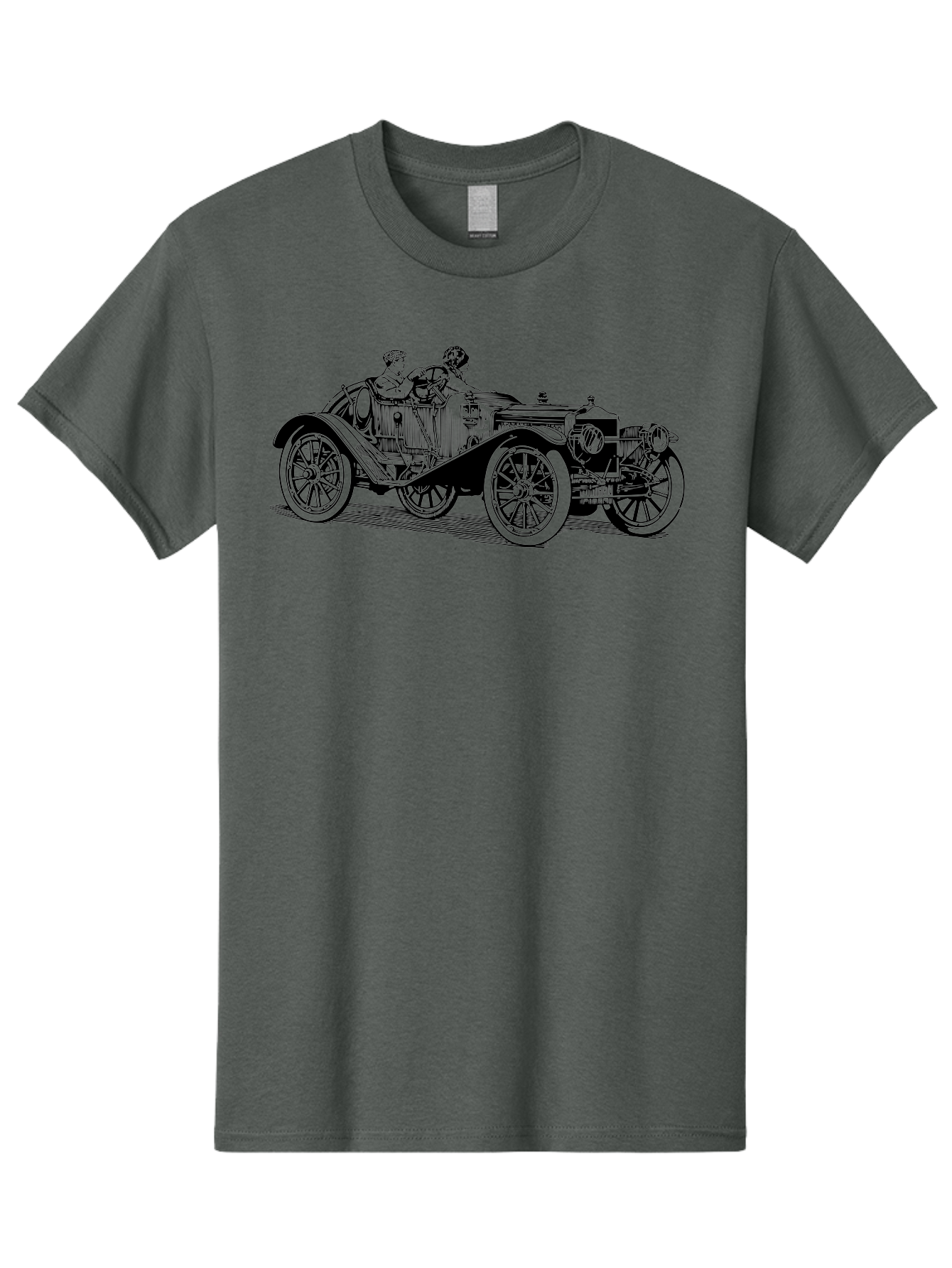 Vintage-Car-4 Men'S Graphic Tee, 100% Cotton, Comfortable Casual Summer Wear, Machine Washable, Vintage Car, Antique Automobile, Classic Vehicle, Retro Transportation, Old-Fashioned Car, Two People Riding Aad824 9