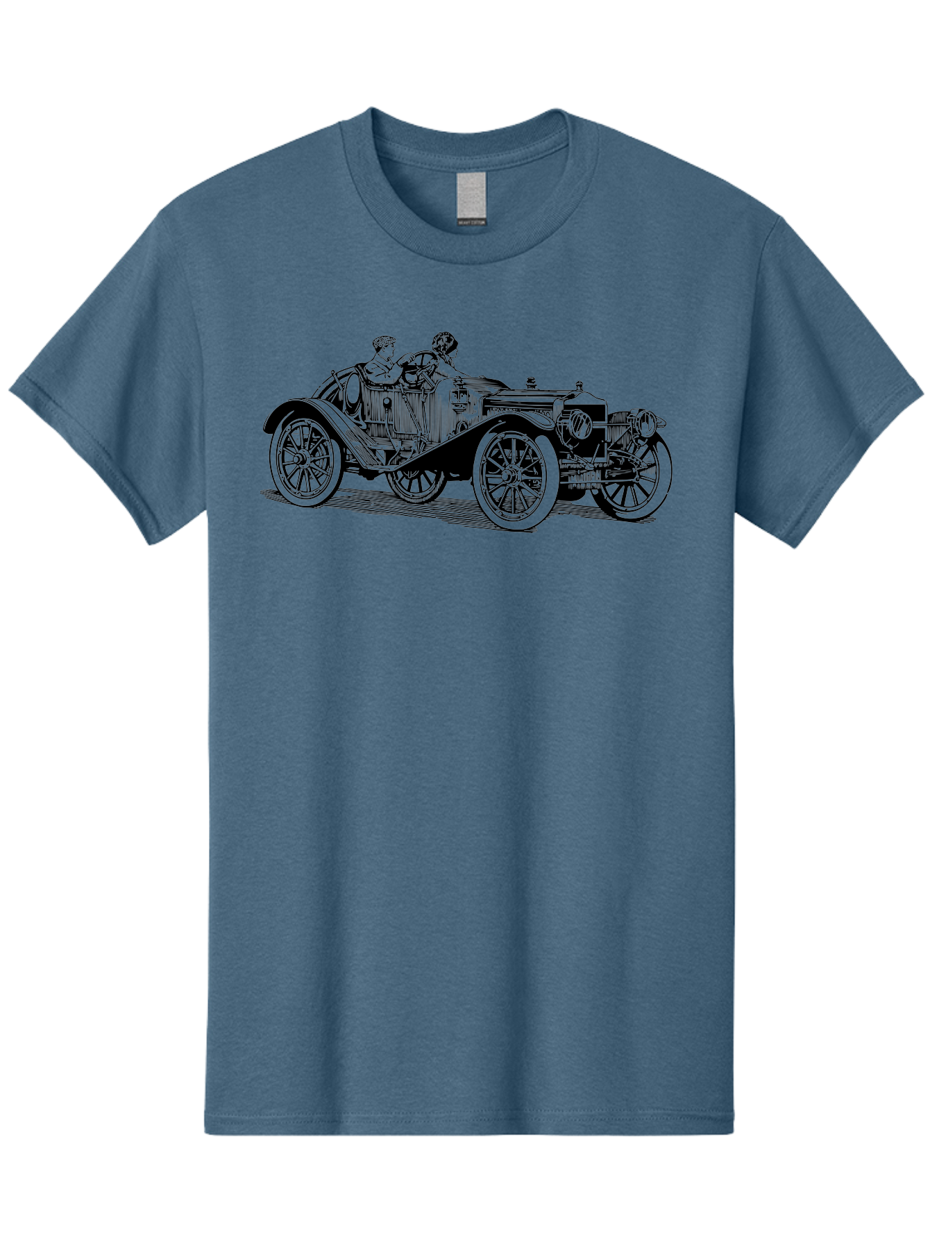 Vintage-Car-4 Men'S Graphic Tee, 100% Cotton, Comfortable Casual Summer Wear, Machine Washable, Vintage Car, Antique Automobile, Classic Vehicle, Retro Transportation, Old-Fashioned Car, Two People Riding Aad824 21