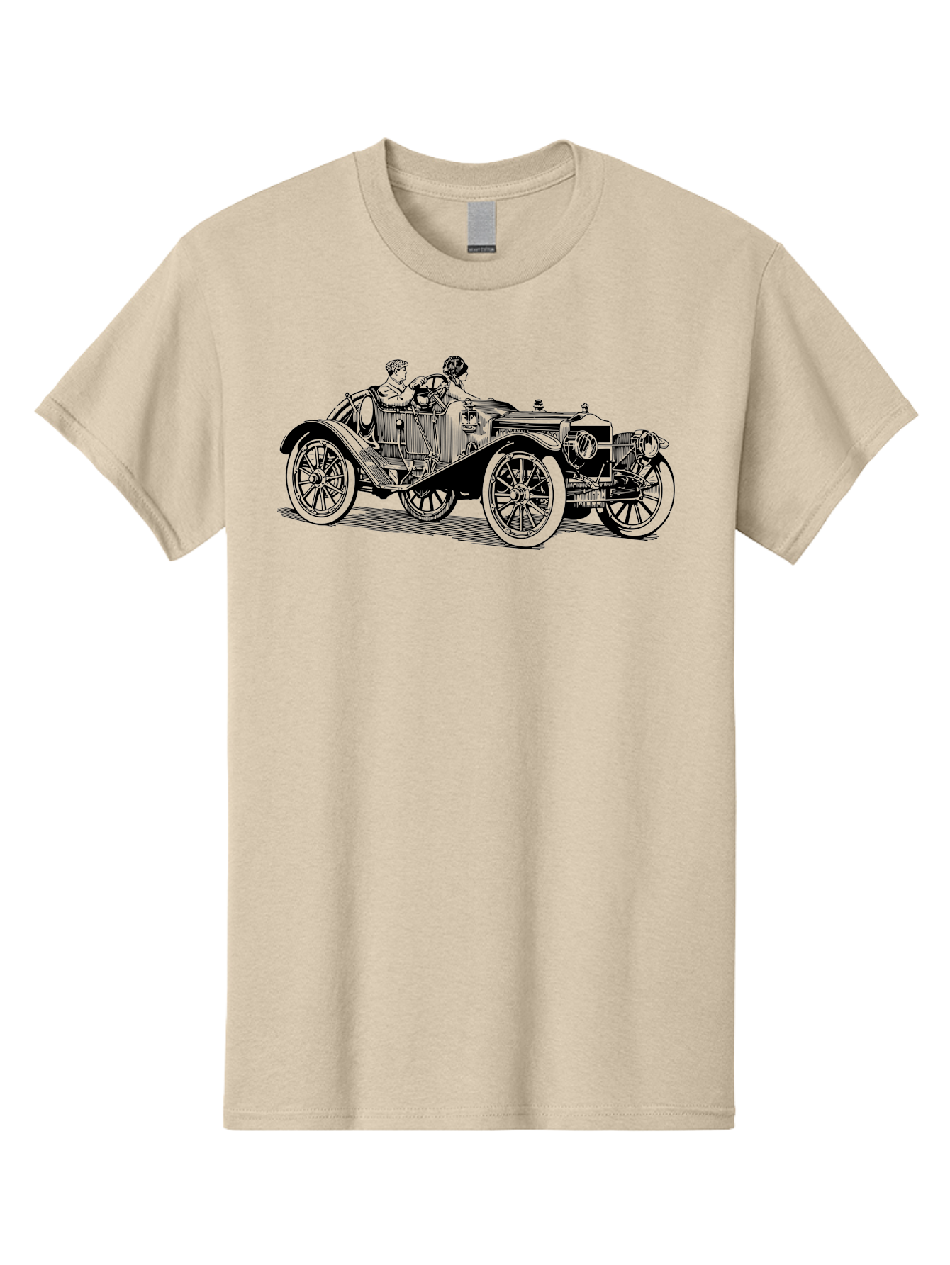 Vintage-Car-4 Men'S Graphic Tee, 100% Cotton, Comfortable Casual Summer Wear, Machine Washable, Vintage Car, Antique Automobile, Classic Vehicle, Retro Transportation, Old-Fashioned Car, Two People Riding Aad824 27