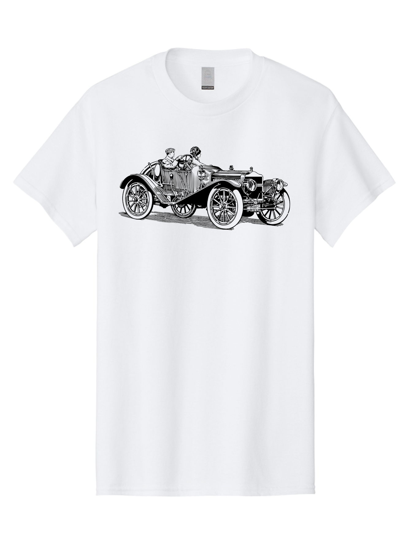 Vintage-Car-4 Men'S Graphic Tee, 100% Cotton, Comfortable Casual Summer Wear, Machine Washable, Vintage Car, Antique Automobile, Classic Vehicle, Retro Transportation, Old-Fashioned Car, Two People Riding Aad824 13