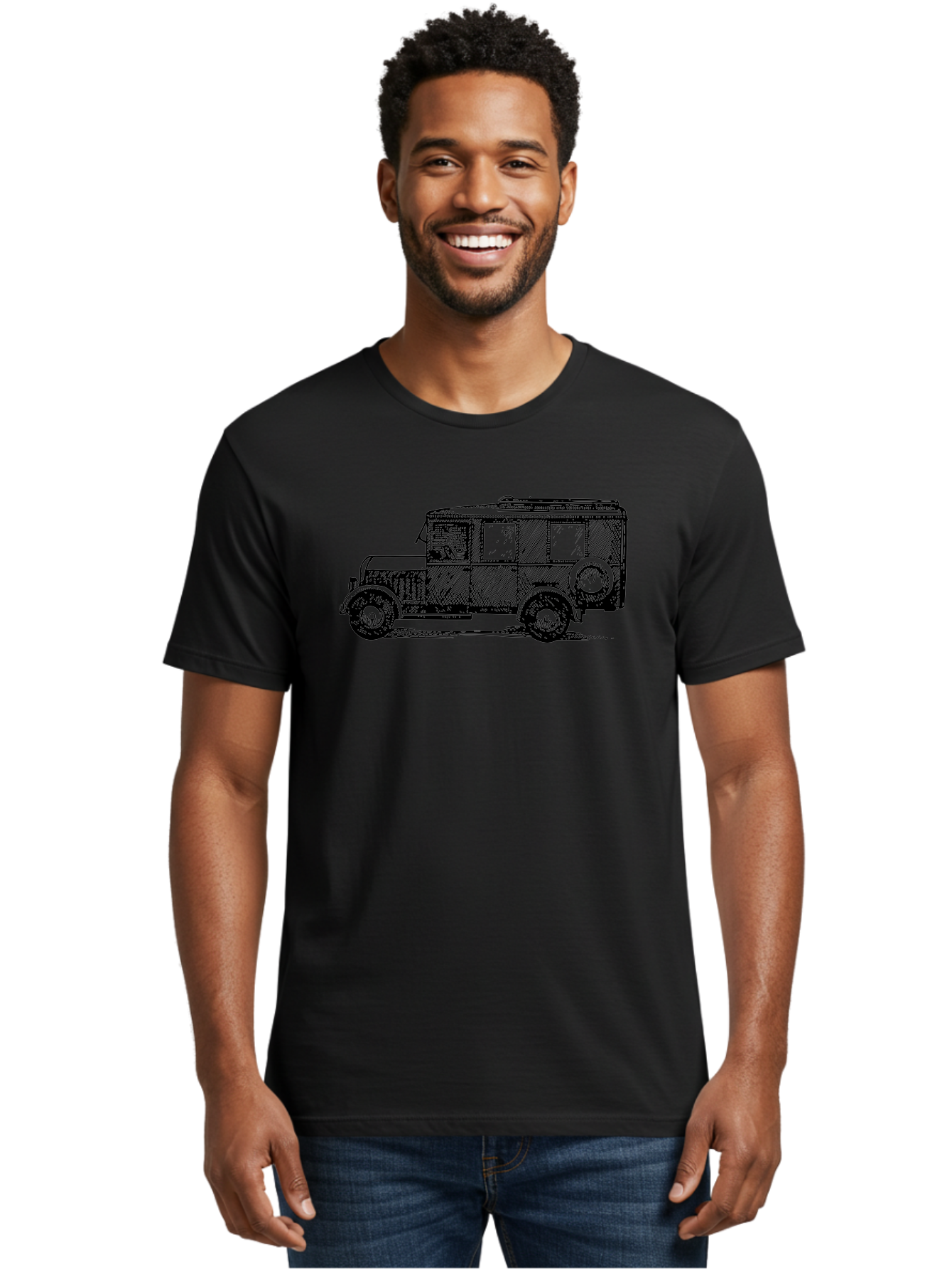Vintage-Car-7 Men'S Graphic Tee, 100% Cotton, Comfortable Casual Summer Wear, Machine Washable, Vintage Car, Old Car, Classic Vehicle, Retro Automobile, Antique Car, Old-Fashioned Transportation, Monochrome Illustration, Simple Design Aad827 20