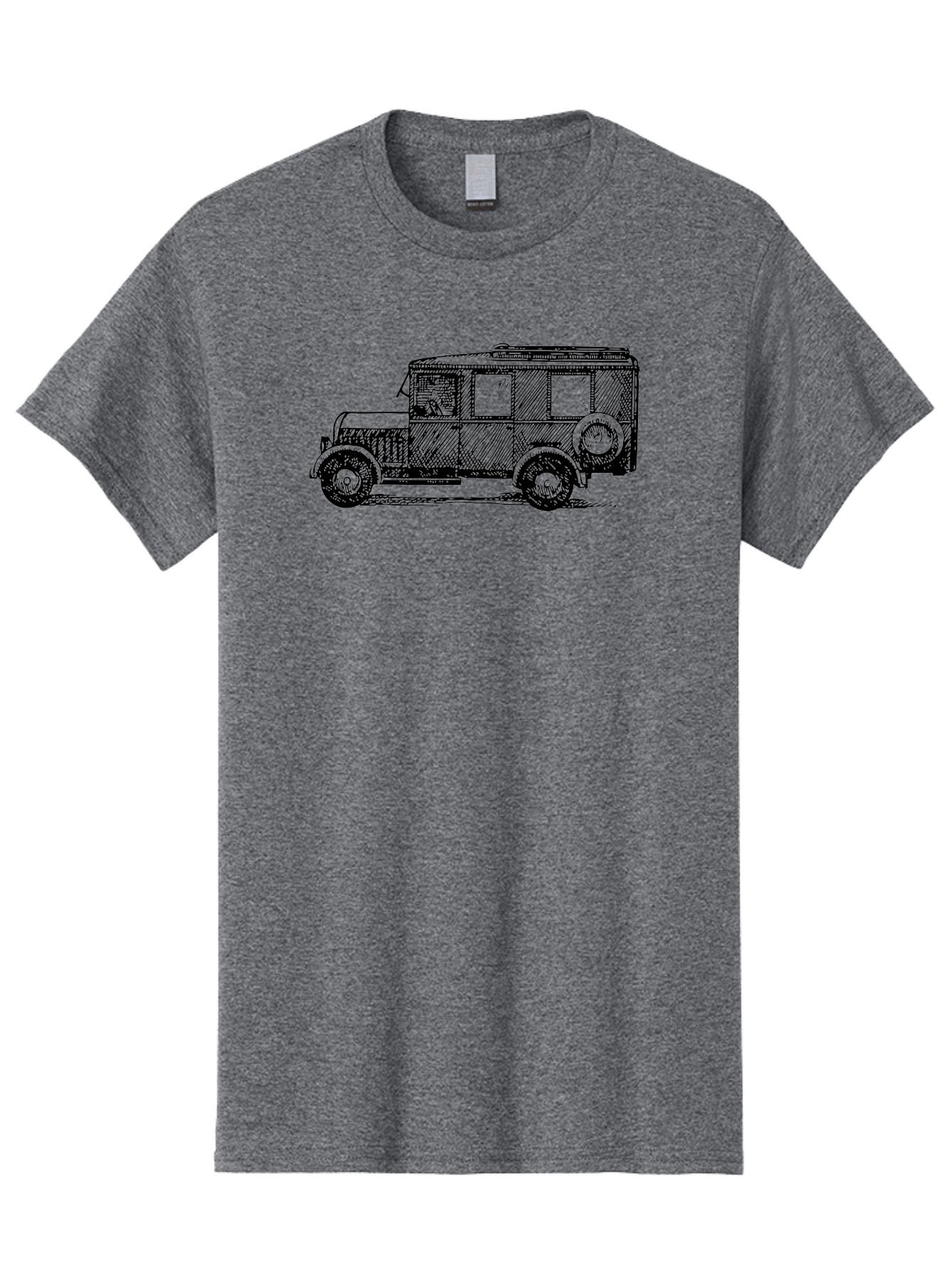 Vintage-Car-7 Men'S Graphic Tee, 100% Cotton, Comfortable Casual Summer Wear, Machine Washable, Vintage Car, Old Car, Classic Vehicle, Retro Automobile, Antique Car, Old-Fashioned Transportation, Monochrome Illustration, Simple Design Aad827 25