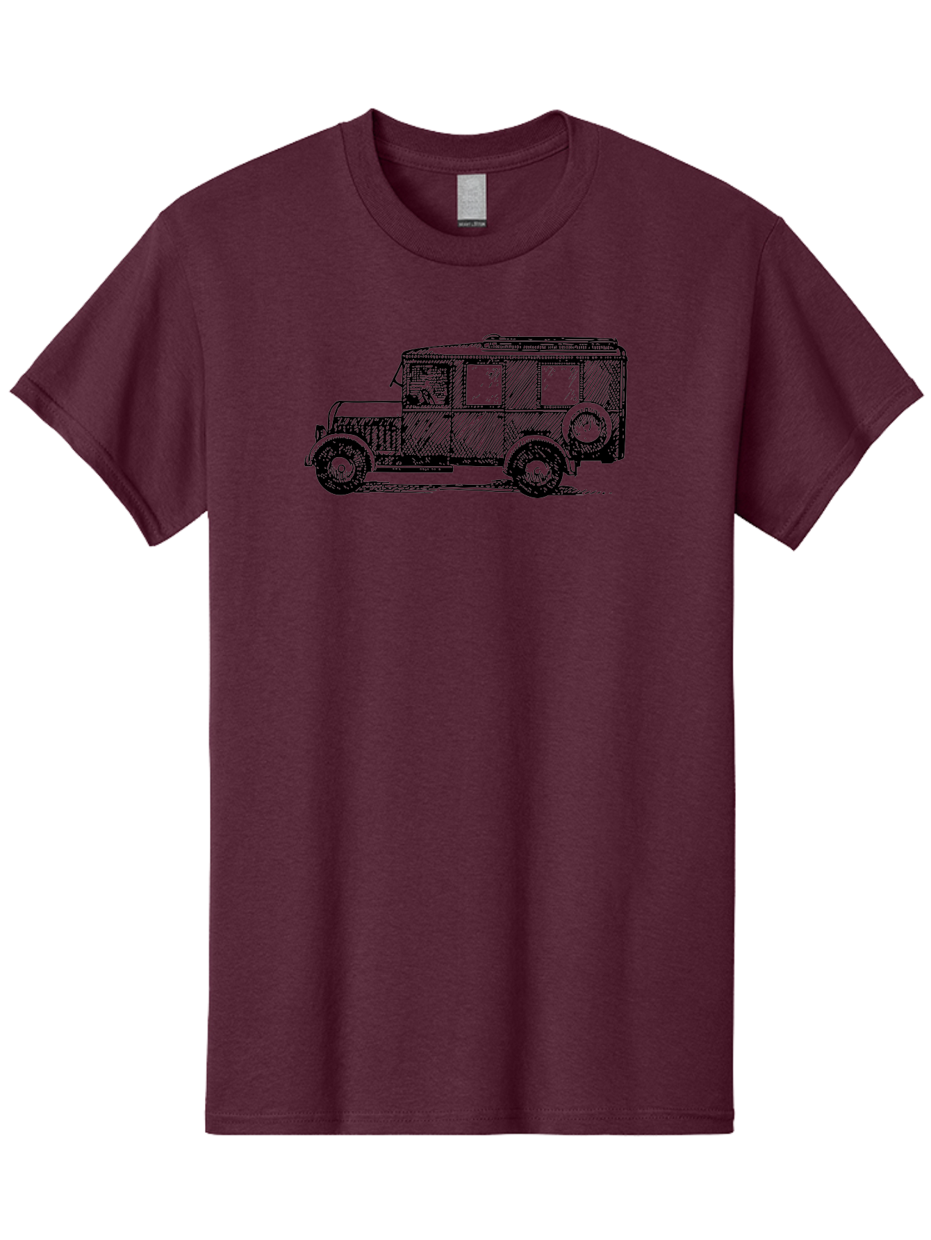 Vintage-Car-7 Men'S Graphic Tee, 100% Cotton, Comfortable Casual Summer Wear, Machine Washable, Vintage Car, Old Car, Classic Vehicle, Retro Automobile, Antique Car, Old-Fashioned Transportation, Monochrome Illustration, Simple Design Aad827 11