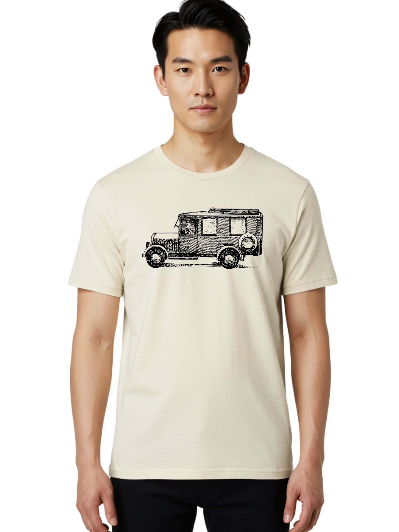 Vintage-Car-7 Men'S Graphic Tee, 100% Cotton, Comfortable Casual Summer Wear, Machine Washable, Vintage Car, Old Car, Classic Vehicle, Retro Automobile, Antique Car, Old-Fashioned Transportation, Monochrome Illustration, Simple Design Aad827 18