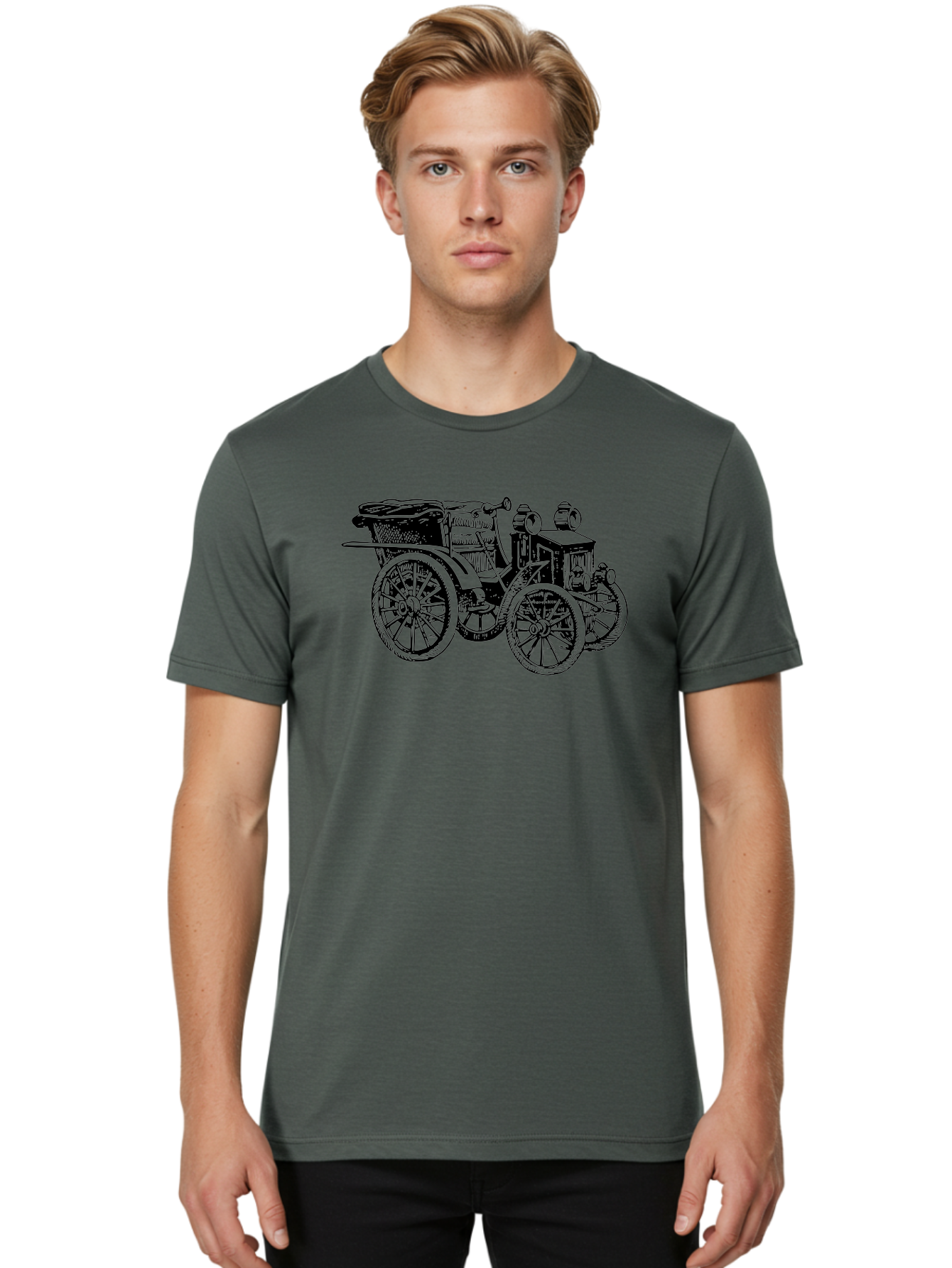 Vintage-Car Men'S Graphic Tee, 100% Cotton, Comfortable Casual Summer Wear, Machine Washable, Vintage Automobile, Old Car, Antique Vehicle, Classic Car, Nostalgic Ride, Historic Transportation, Retro Automobile, Old-Fashioned Vehicle Aad829 4