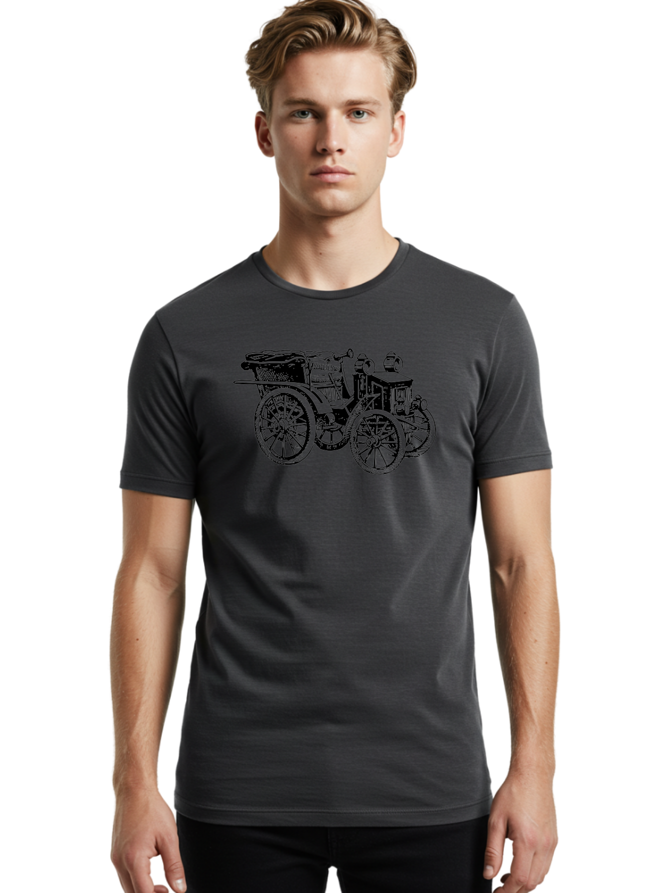 Vintage-Car Men'S Graphic Tee, 100% Cotton, Comfortable Casual Summer Wear, Machine Washable, Vintage Automobile, Old Car, Antique Vehicle, Classic Car, Nostalgic Ride, Historic Transportation, Retro Automobile, Old-Fashioned Vehicle Aad829 22