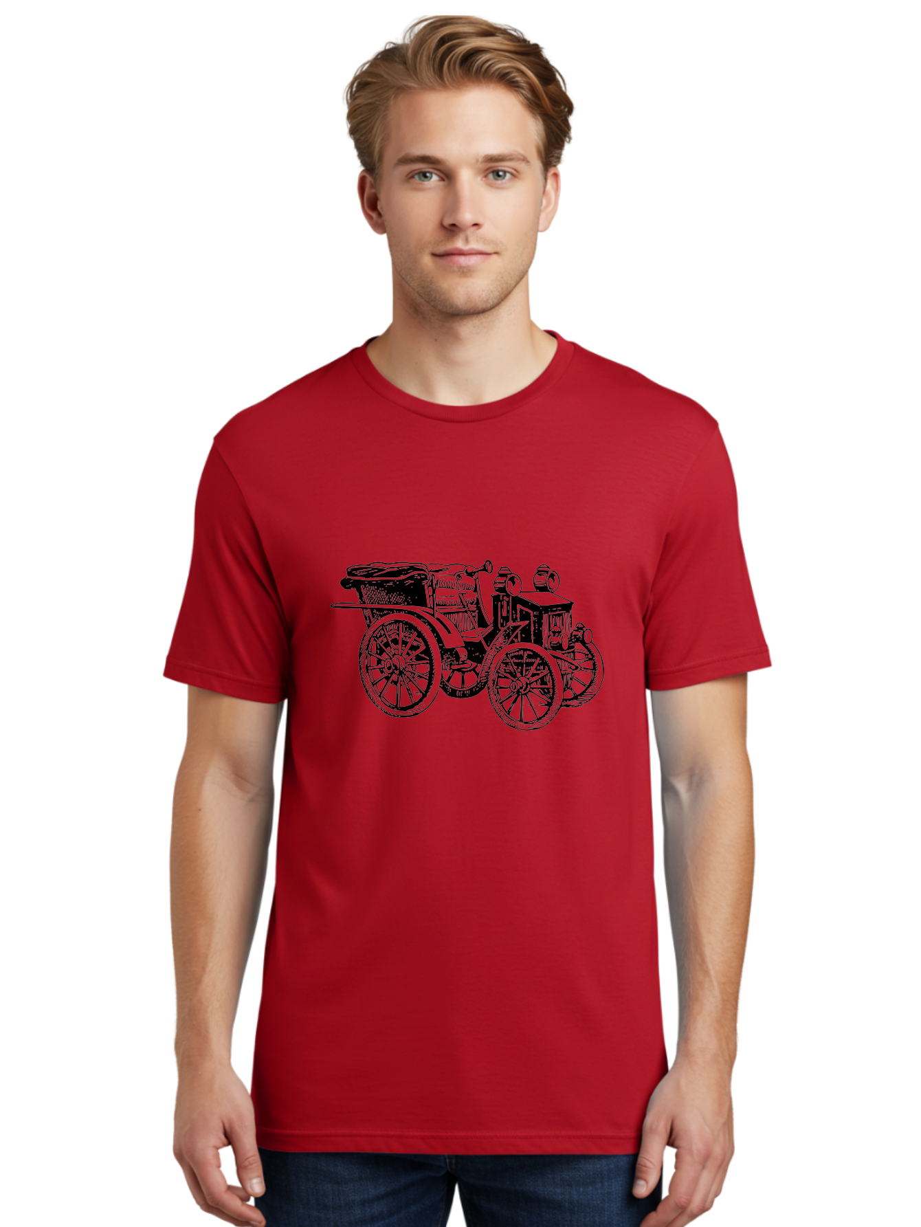Vintage-Car Men'S Graphic Tee, 100% Cotton, Comfortable Casual Summer Wear, Machine Washable, Vintage Automobile, Old Car, Antique Vehicle, Classic Car, Nostalgic Ride, Historic Transportation, Retro Automobile, Old-Fashioned Vehicle Aad829 6