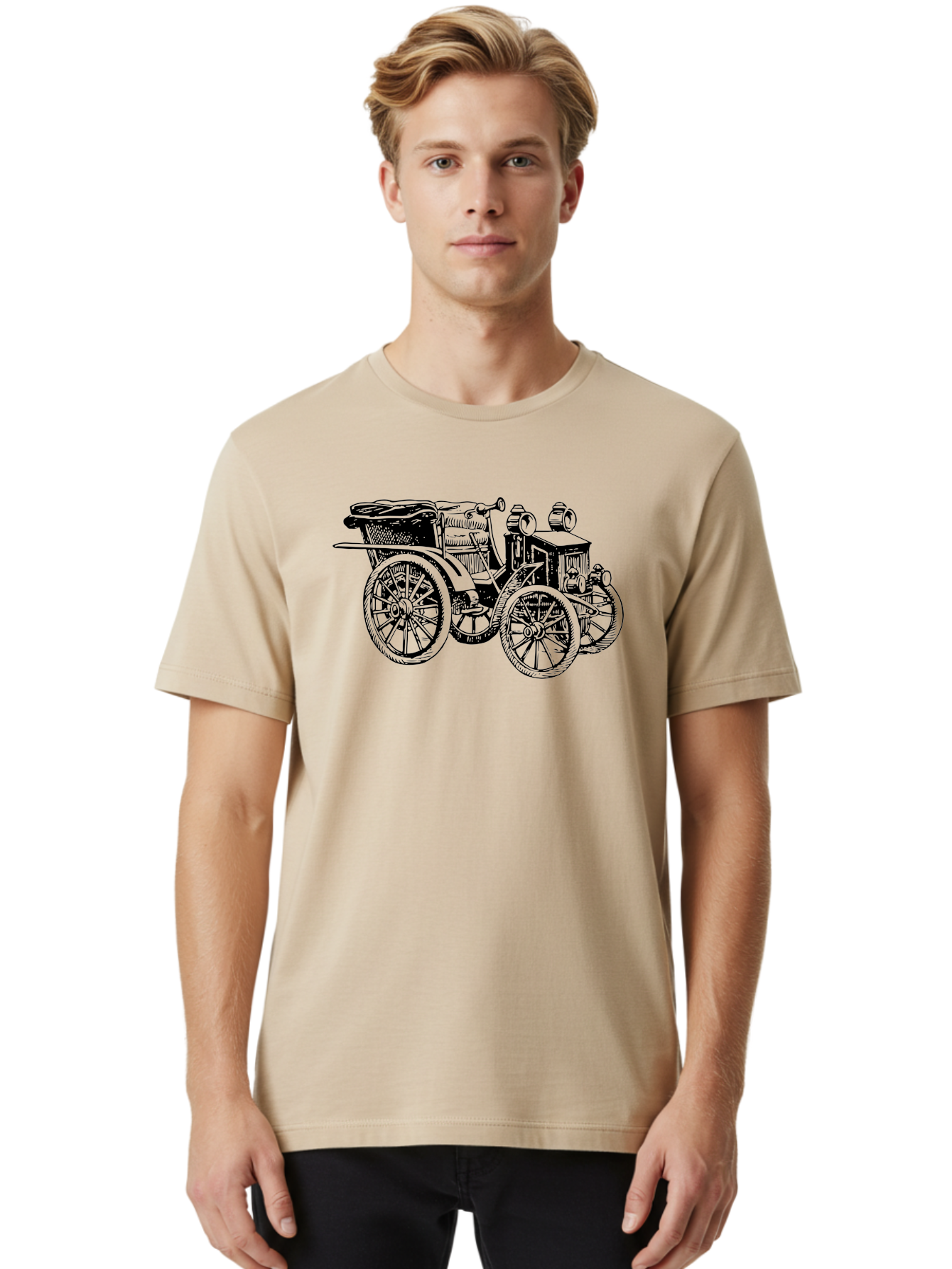 Vintage-Car Men'S Graphic Tee, 100% Cotton, Comfortable Casual Summer Wear, Machine Washable, Vintage Automobile, Old Car, Antique Vehicle, Classic Car, Nostalgic Ride, Historic Transportation, Retro Automobile, Old-Fashioned Vehicle Aad829 10